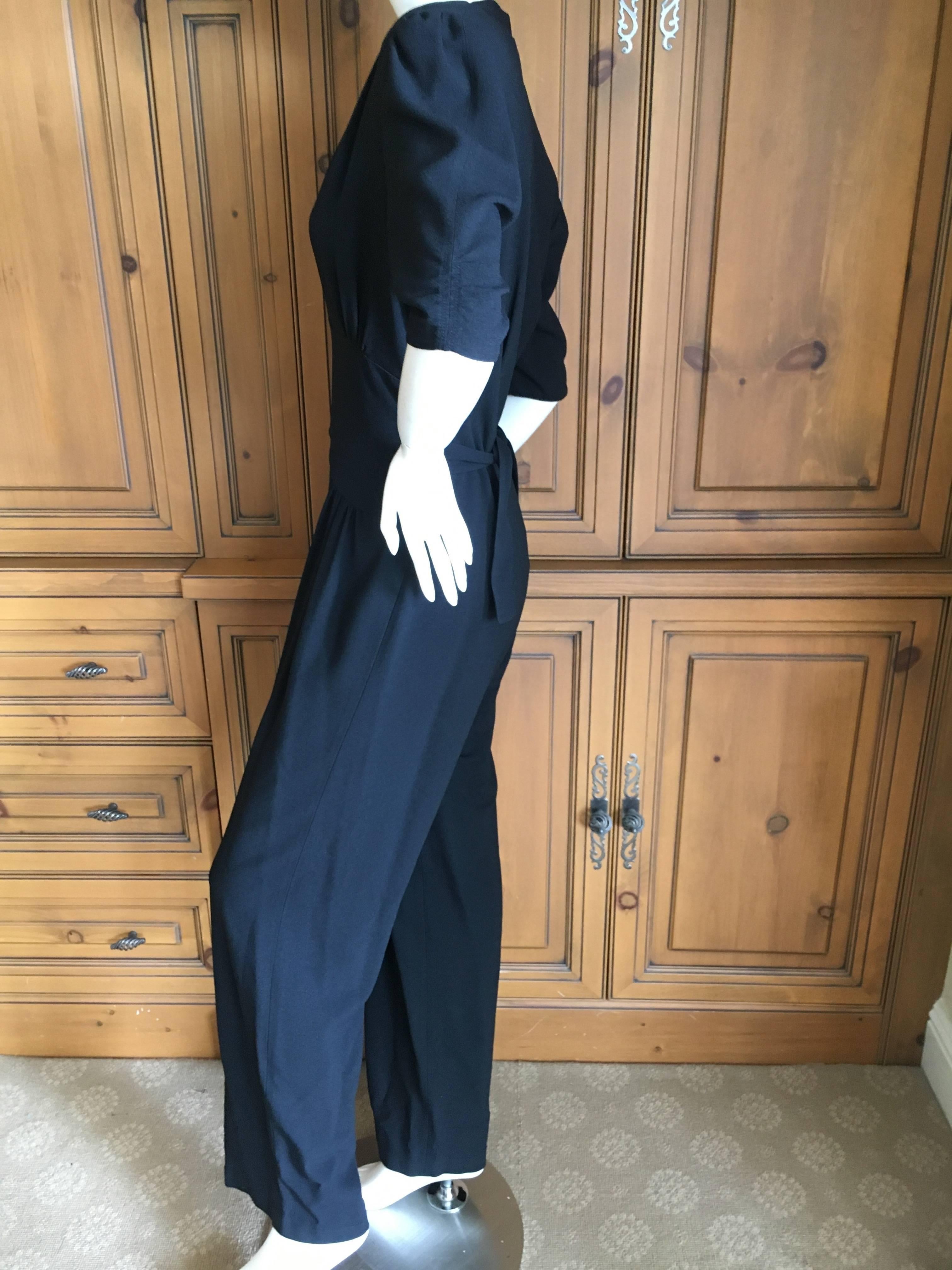 Norma Kamali Vintage Black Crepe 1930's Style Jumpsuit For Sale 1