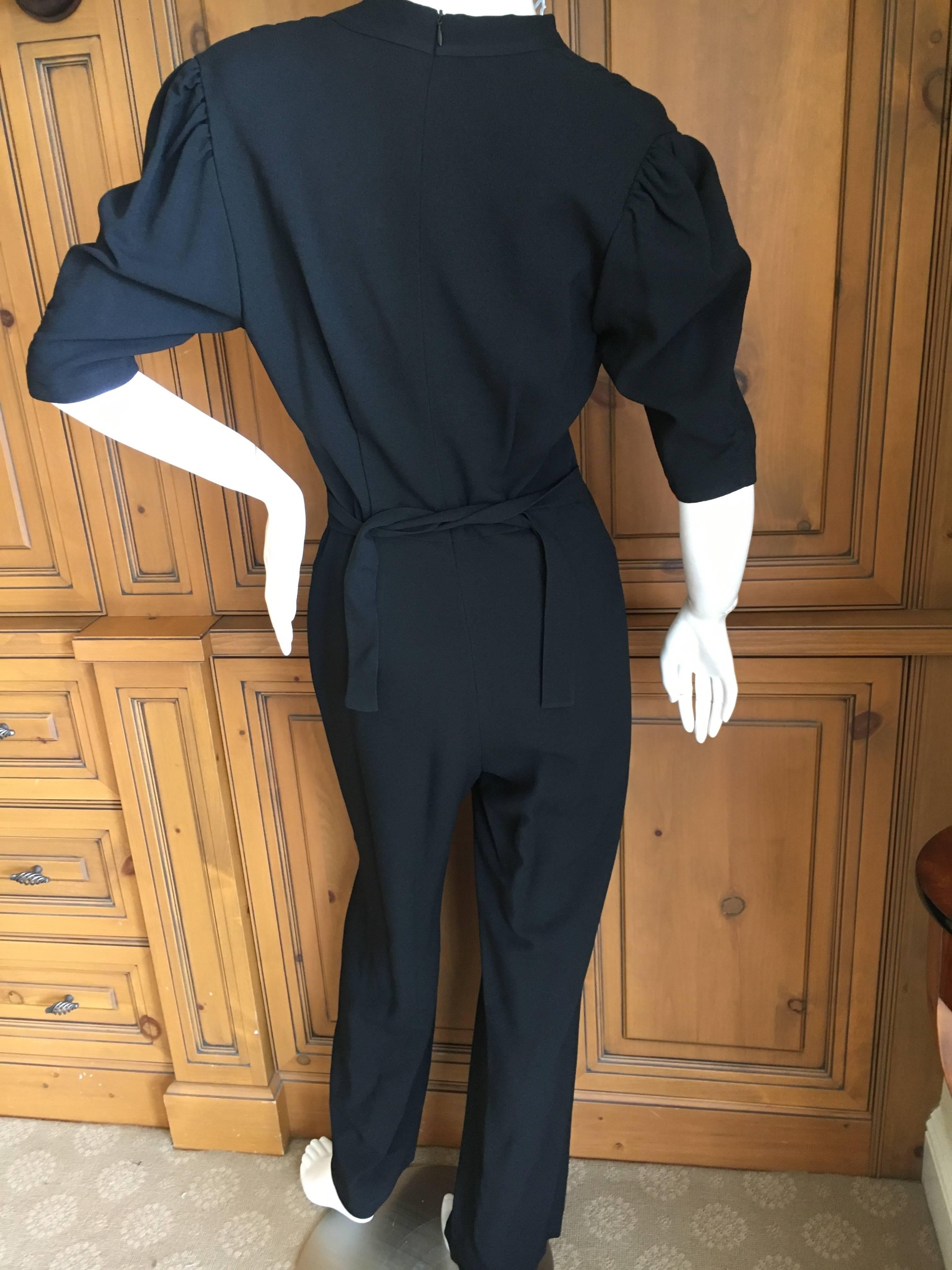 Norma Kamali Vintage Black Crepe 1930's Style Jumpsuit For Sale 2