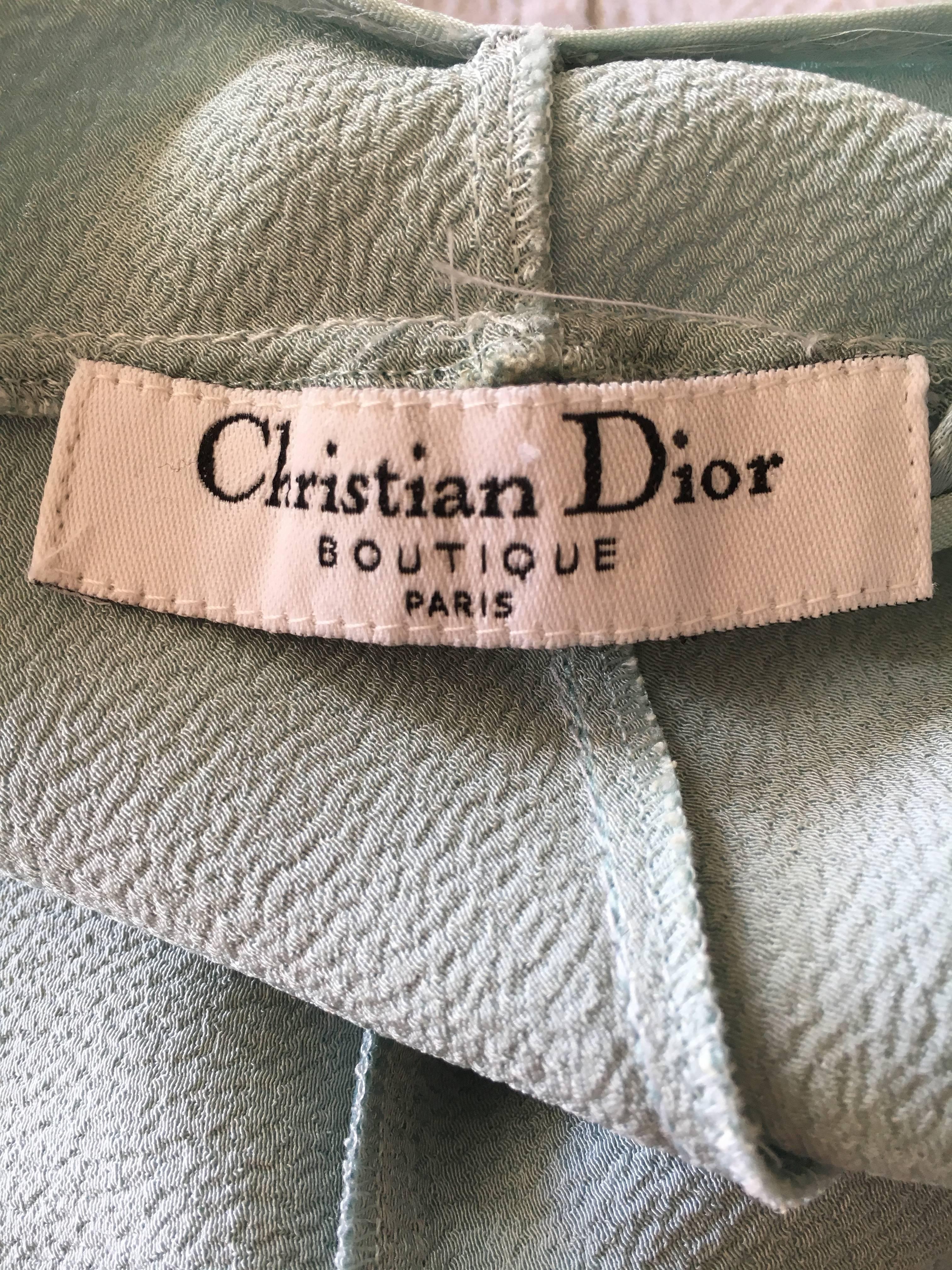 Christian Dior by John Galliano Dreamy Drape Back Turquoise Silk Evening Dress 2