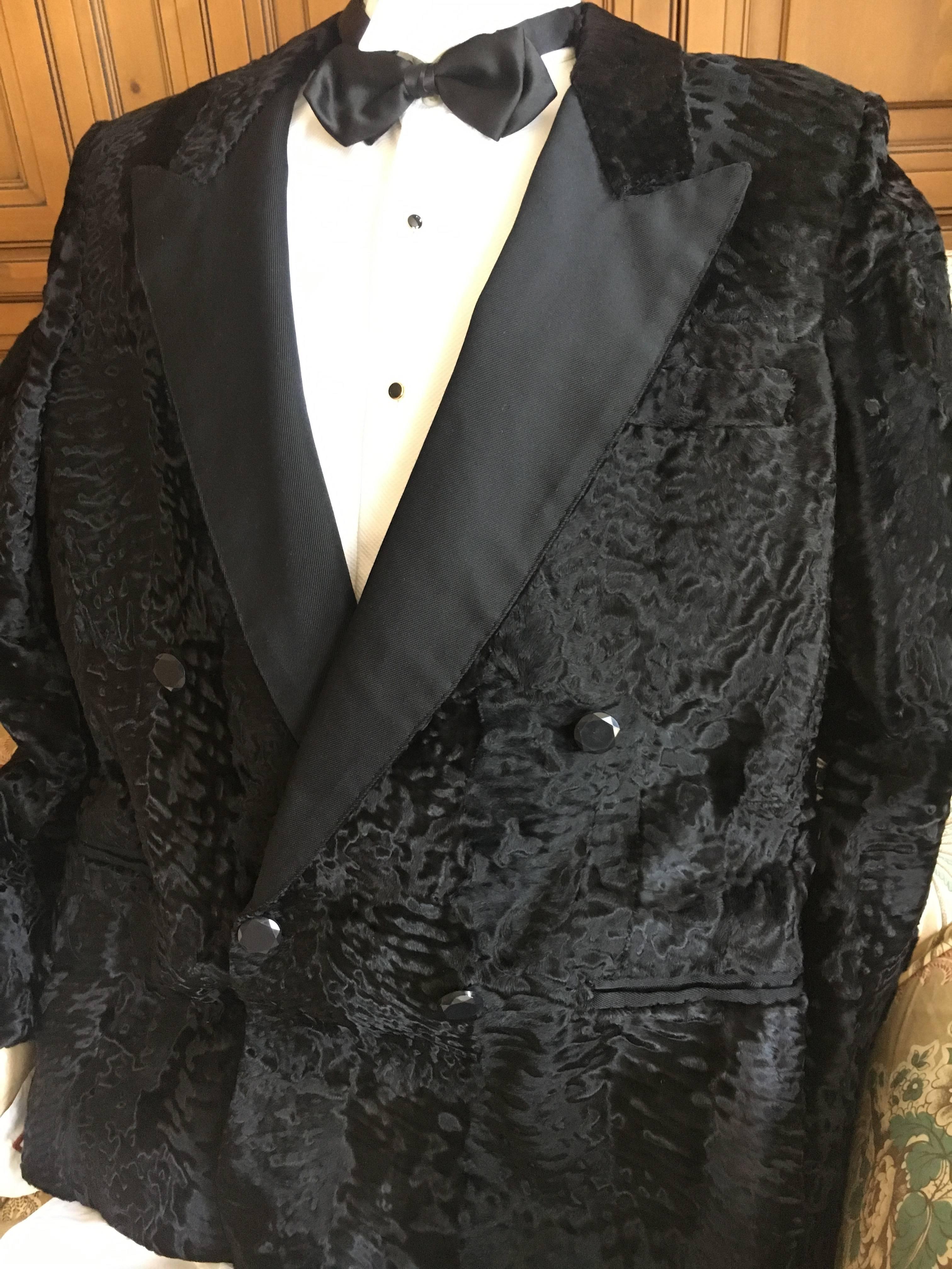 YSL Tom Ford Black Broadtail Lamb Fur Tuxedo Jacket with Peak Silk Lapels 4