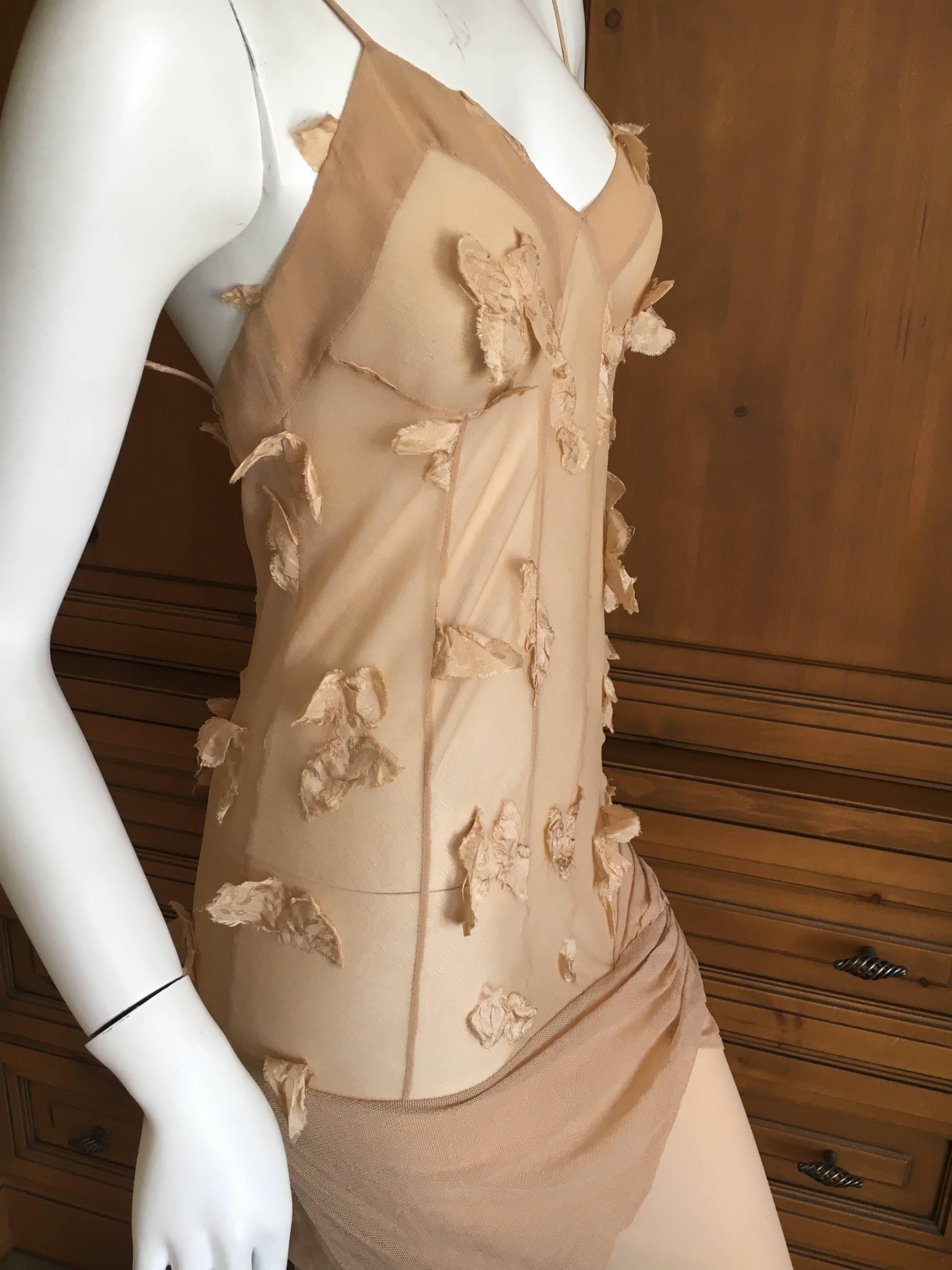 Christian Dior by John Galliano Sexy Sheer Nude Dress with Piano Finge Hem In Excellent Condition In Cloverdale, CA