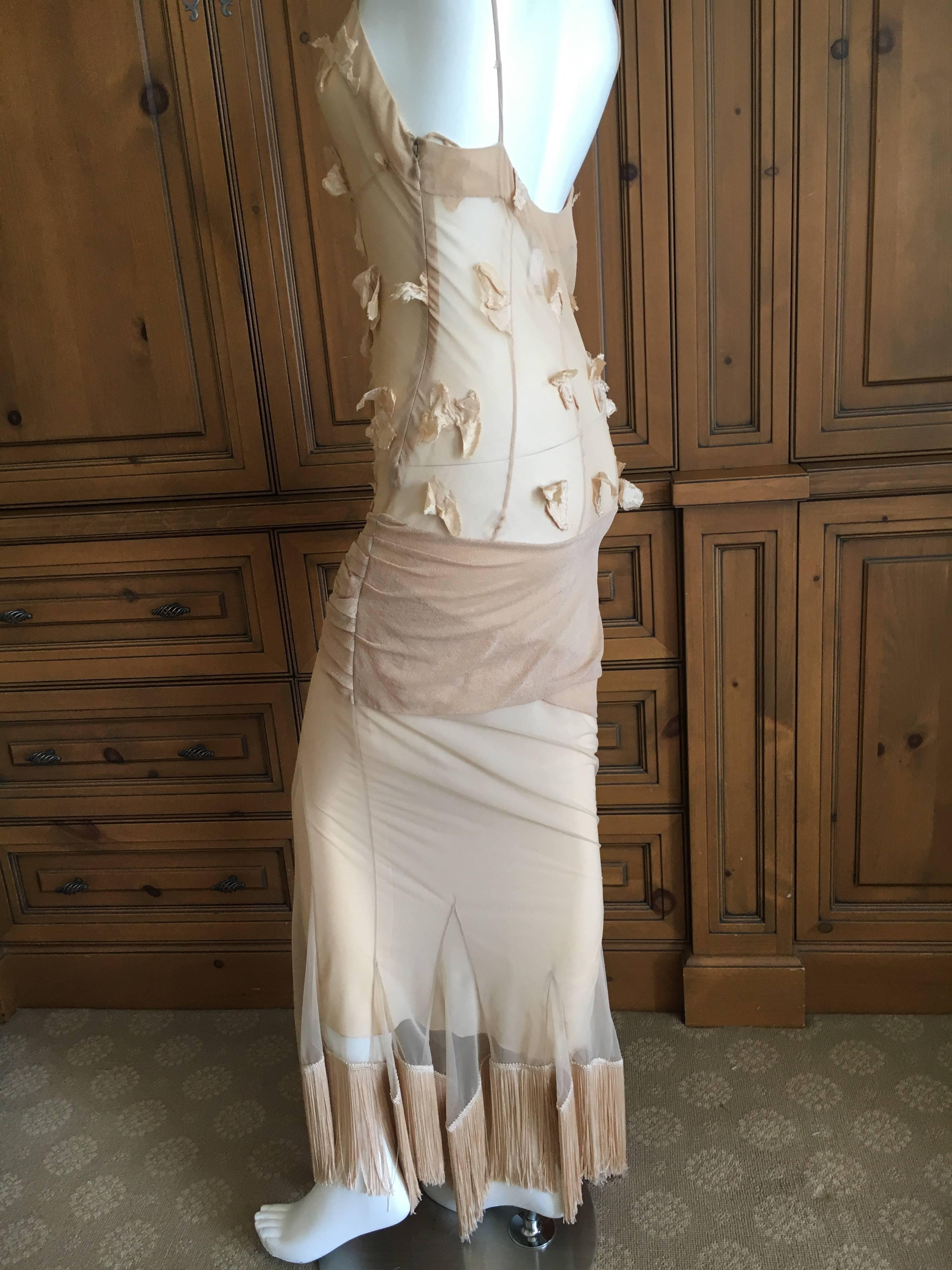 Christian Dior by John Galliano Sexy Sheer Nude Dress with Piano Finge Hem 1