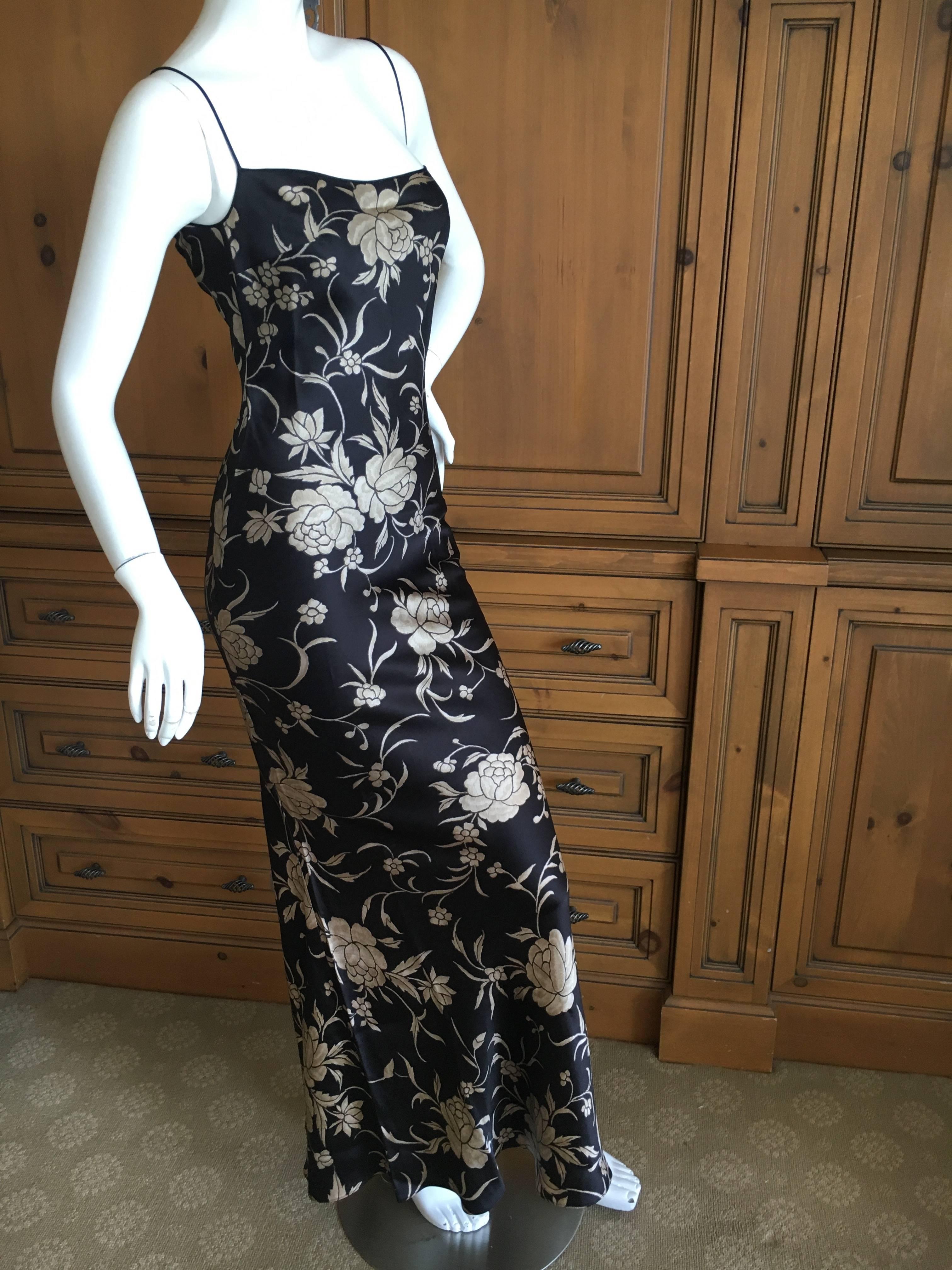 John Galliano Early 1990's Label Bias Cut Floral Dress For Sale at 1stDibs
