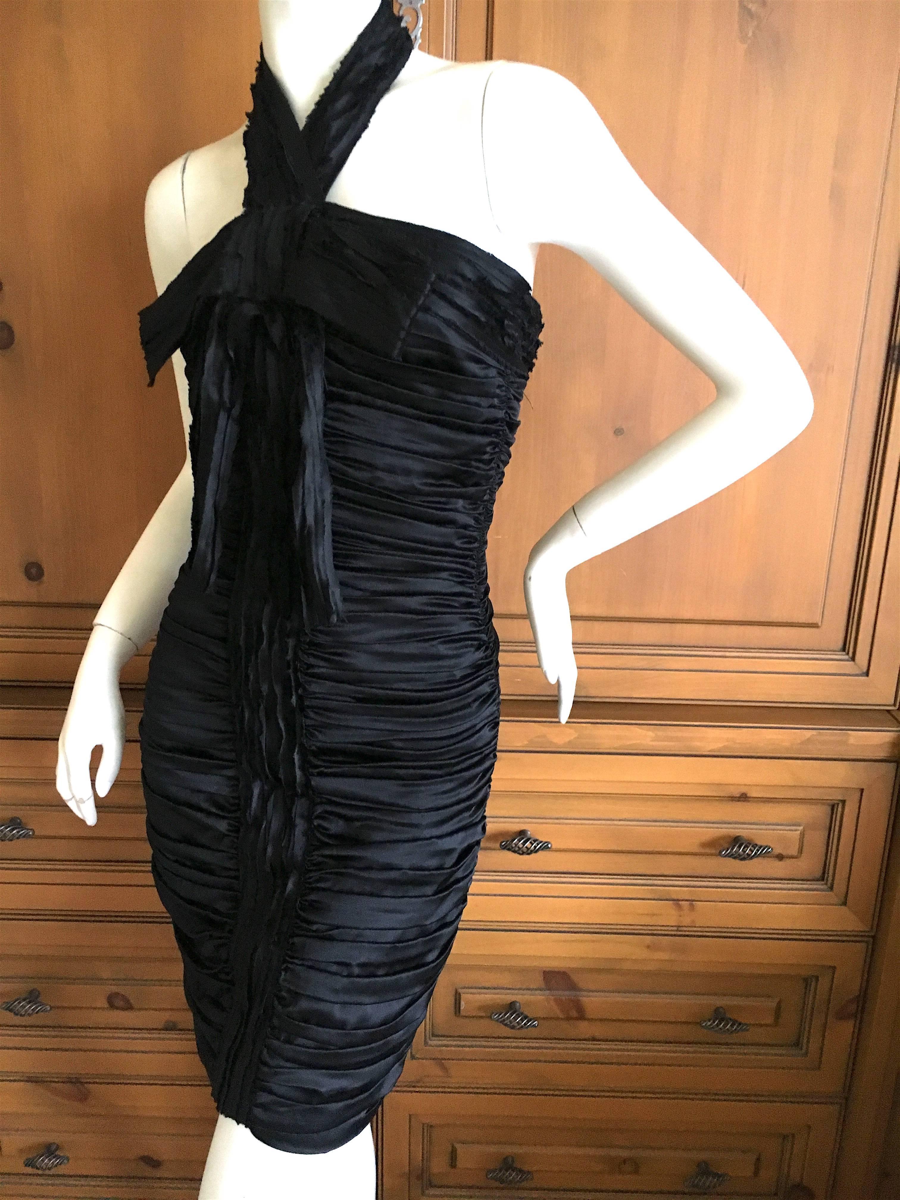 D & G Dolce & Gabbana Pleated Silk Little Black Dress with Bow.
Size 42
Bust 36"
Waist 26"
Hips 39"
Length 40"
Excellent condition