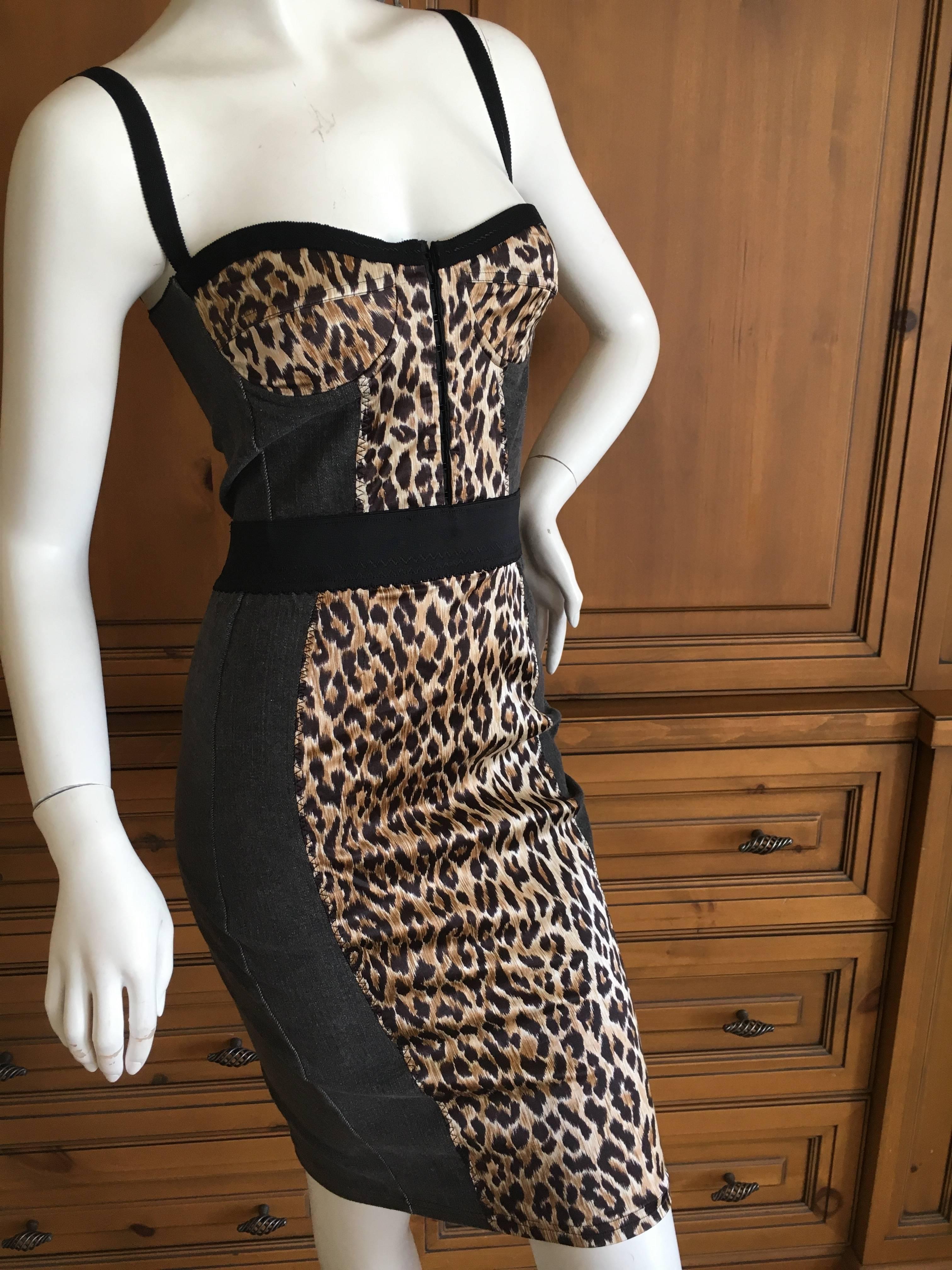 Women's D & G Dolce & Gabbana Vintage Leopard Stretch Dress