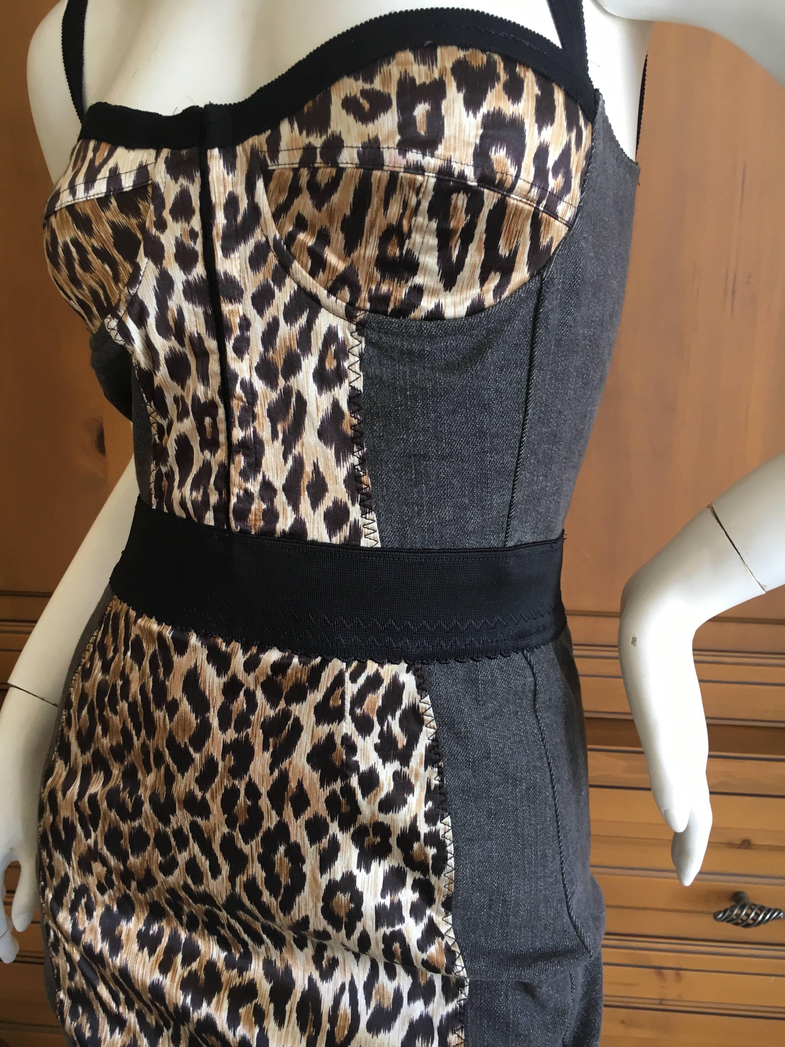 D & G Dolce & Gabbana Vintage Leopard Stretch Dress 1