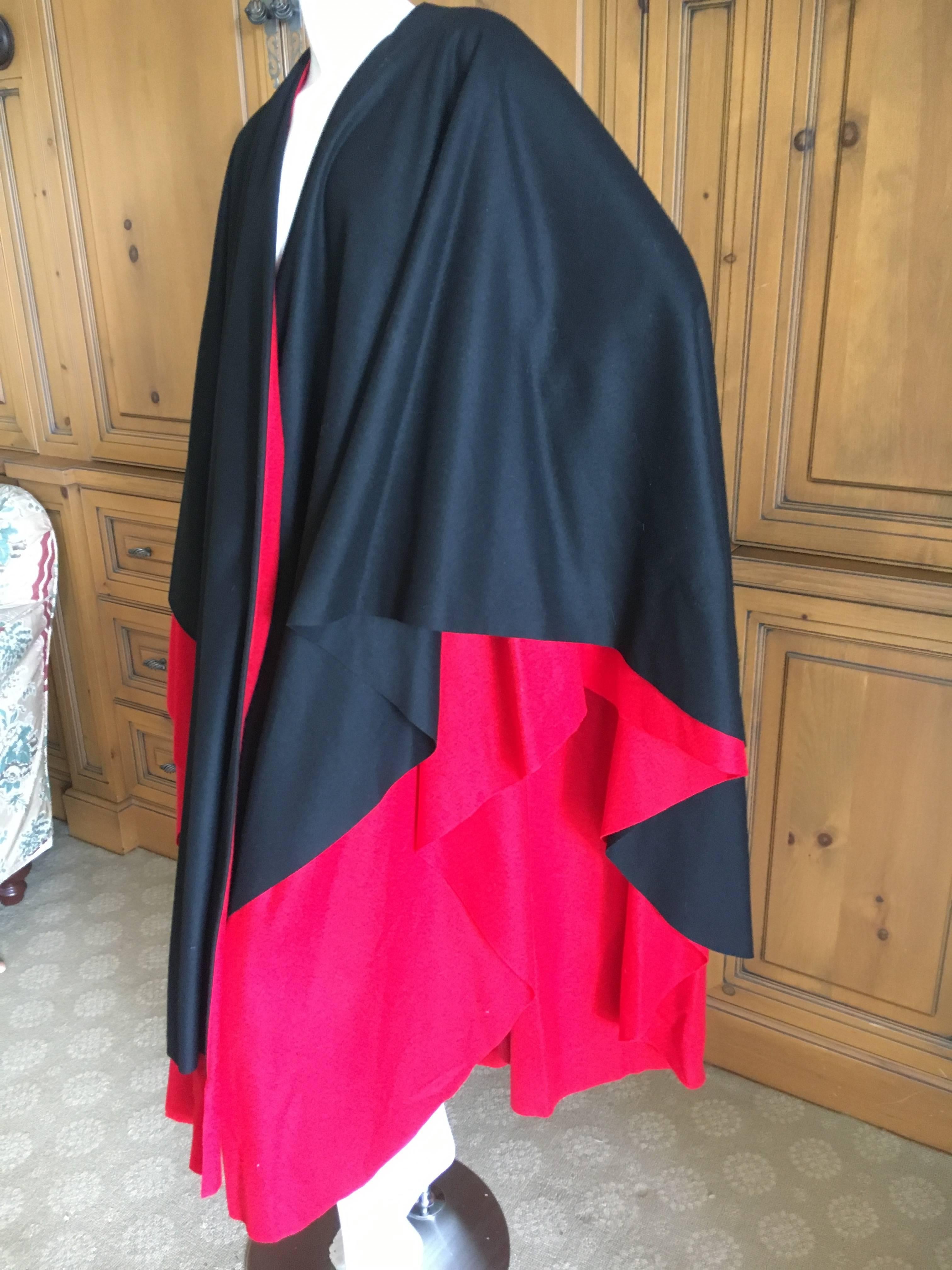 Moschino Couture 1980's Double Layer Black and Red Cape For Sale 1