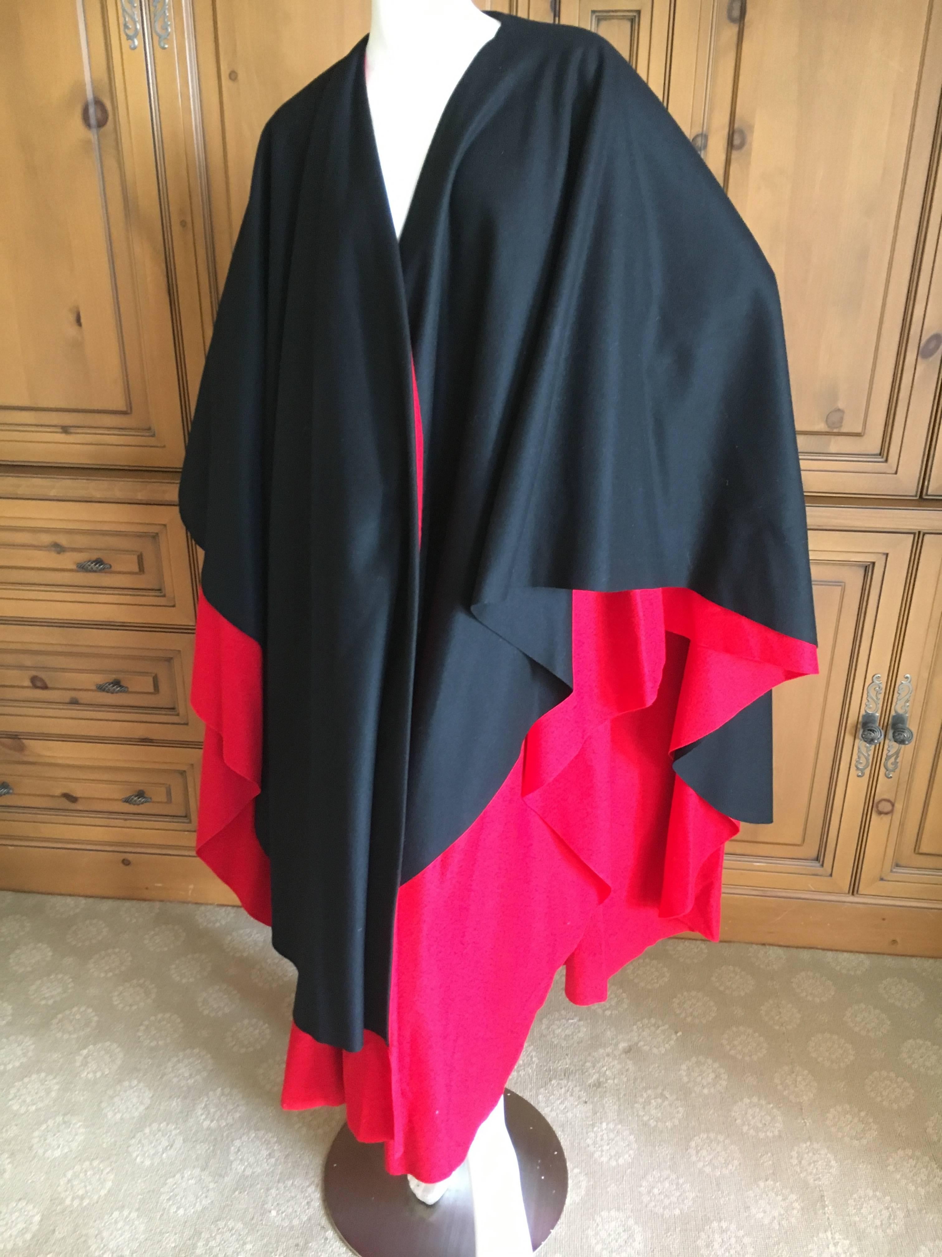 Moschino Couture 1980's Double Layer Black and Red Cape For Sale 2