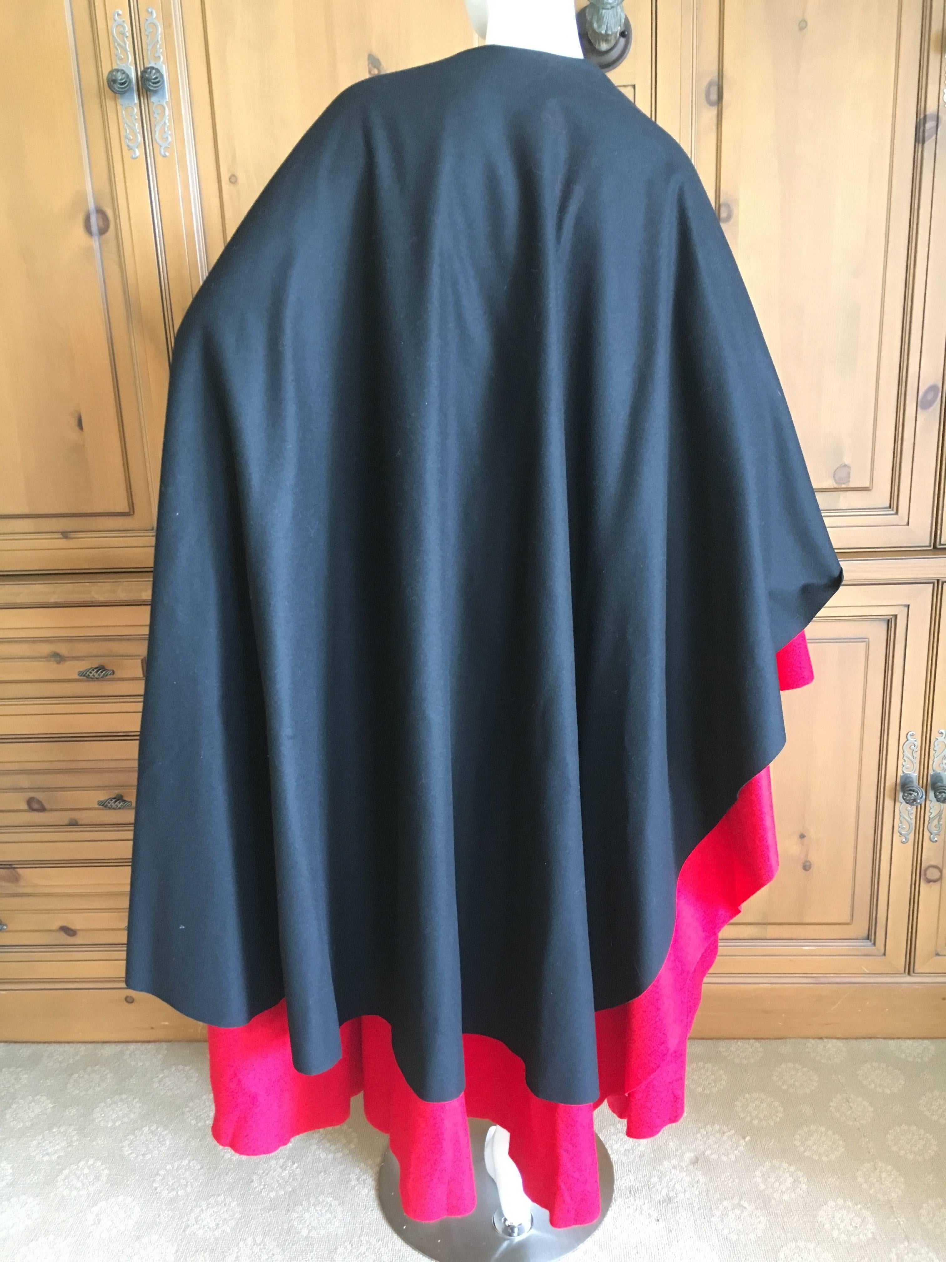 Moschino Couture 1980's Double Layer Black and Red Cape For Sale 5