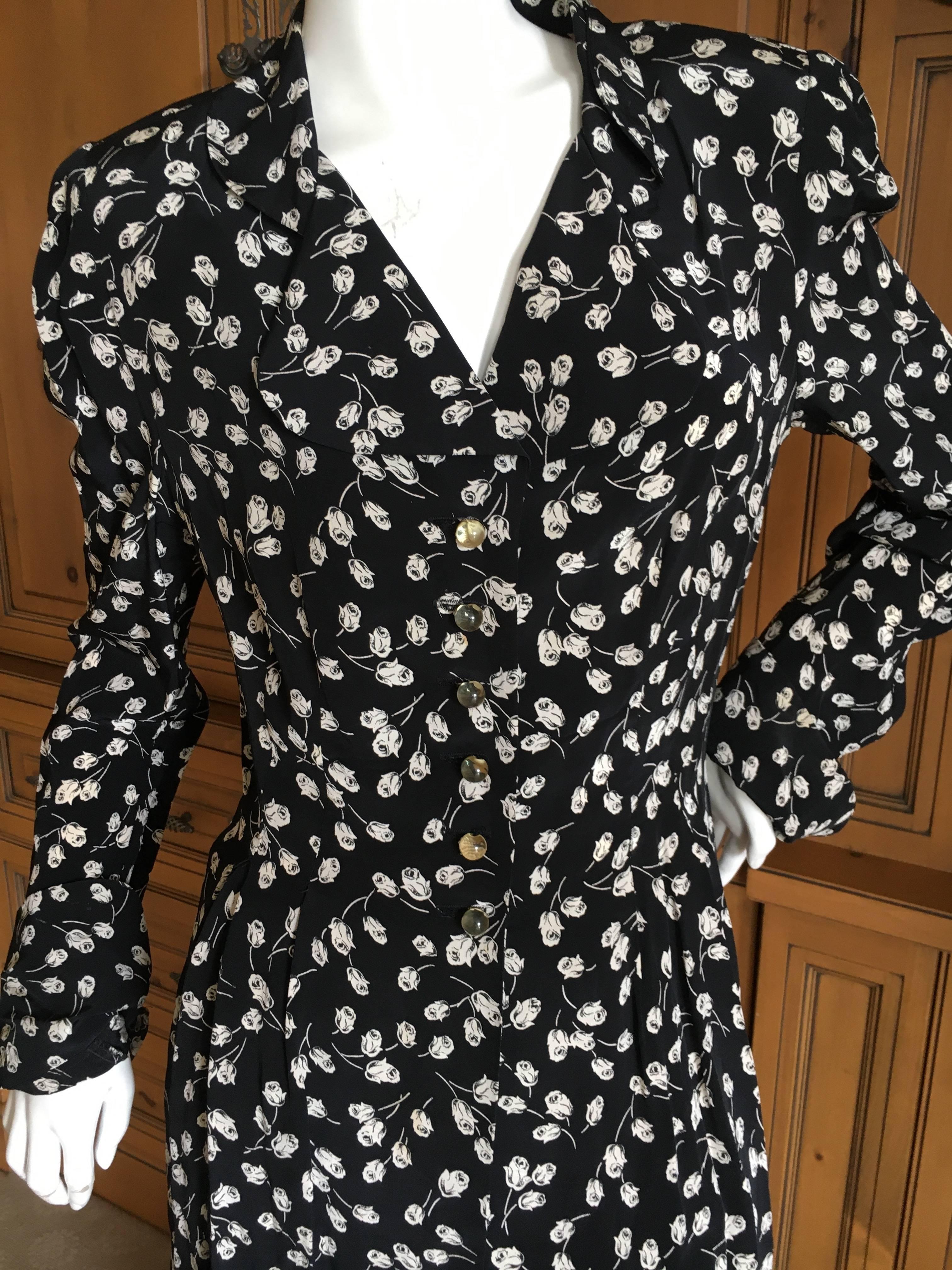 Anna Sui Vintage 1980's Floral Bell Bottom Suit In Excellent Condition For Sale In Cloverdale, CA