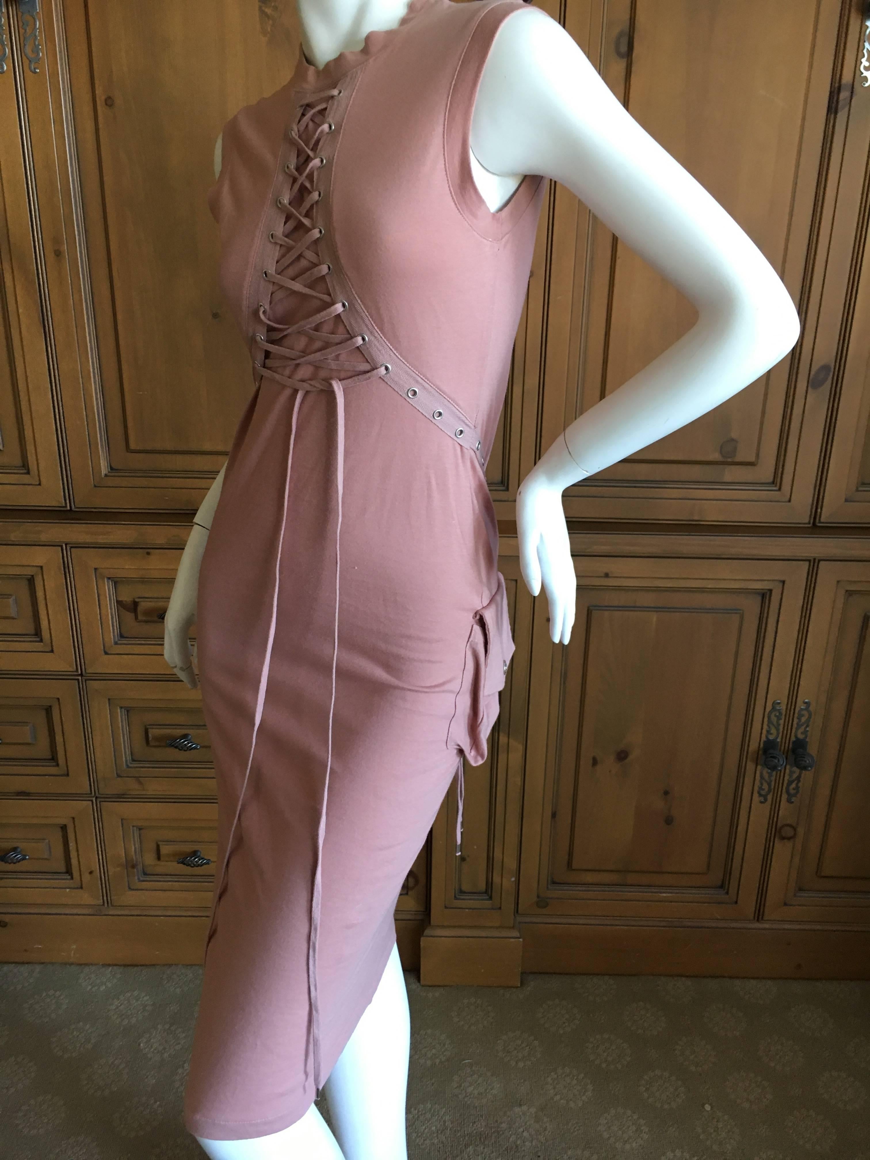 Women's Christian Dior by John Galliano Rose Cotton Corset Lace Sleeveless Dress