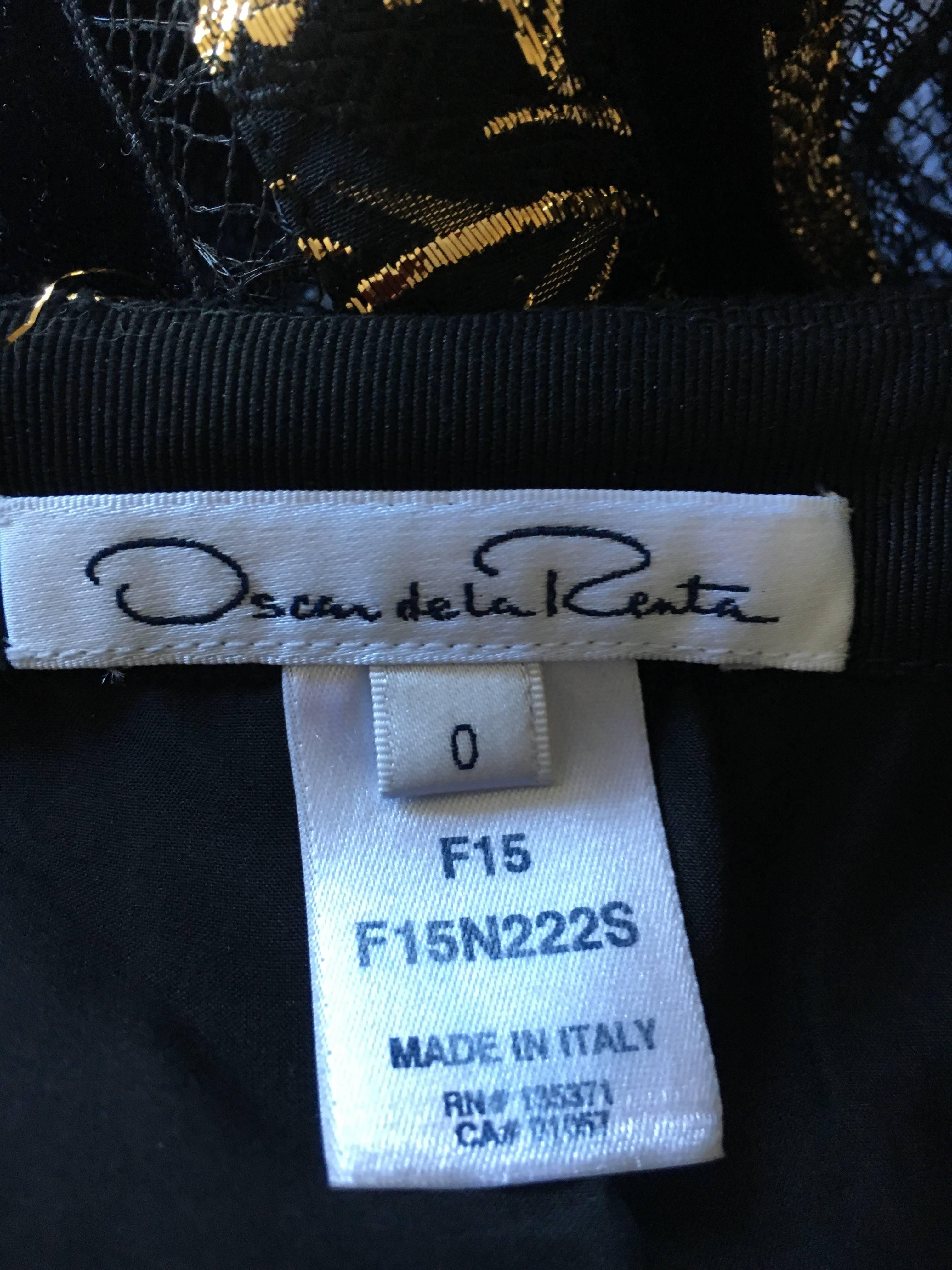 Oscar de la Renta Gold and Black Floral Jacquard Skirt Suit For Sale 6