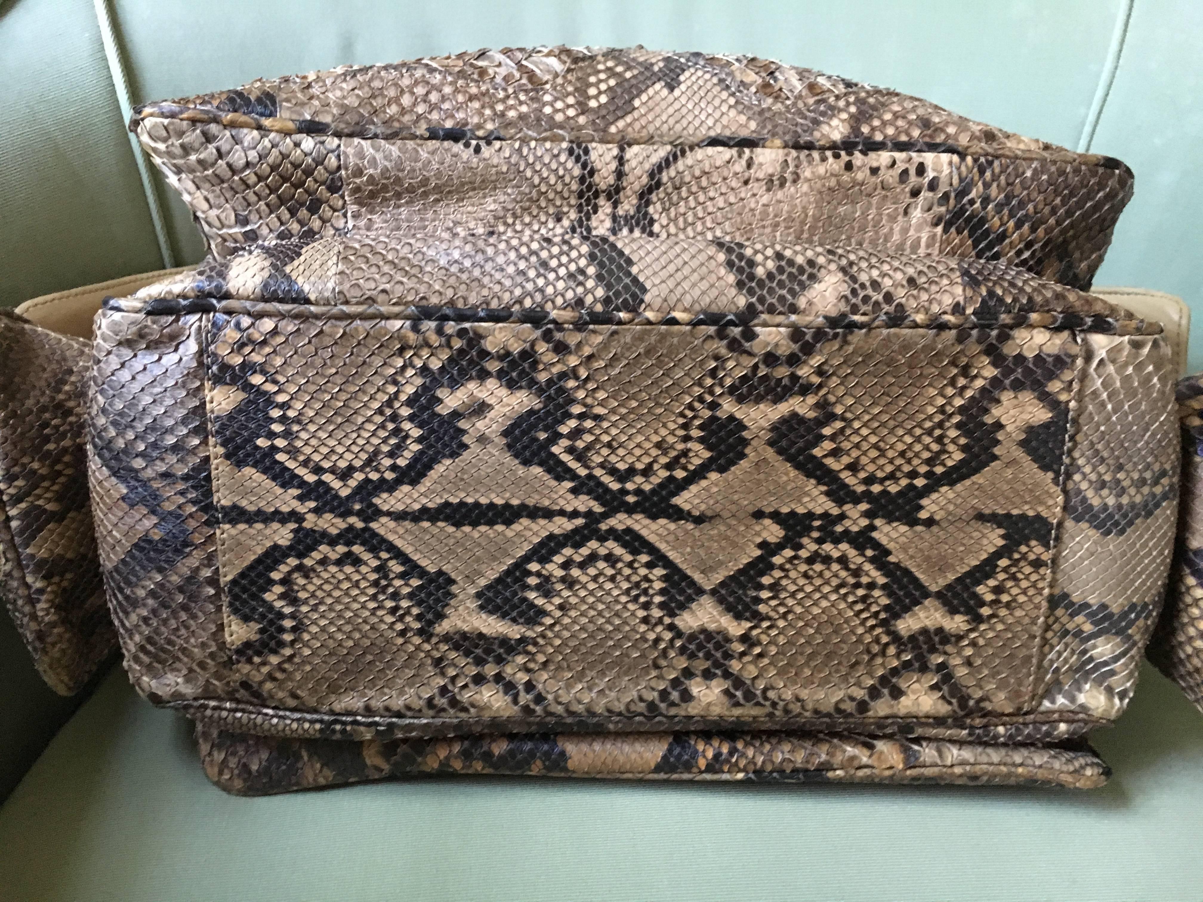 Women's Bottega Veneta Python Crocker Bag with Tortoise Chain  For Sale