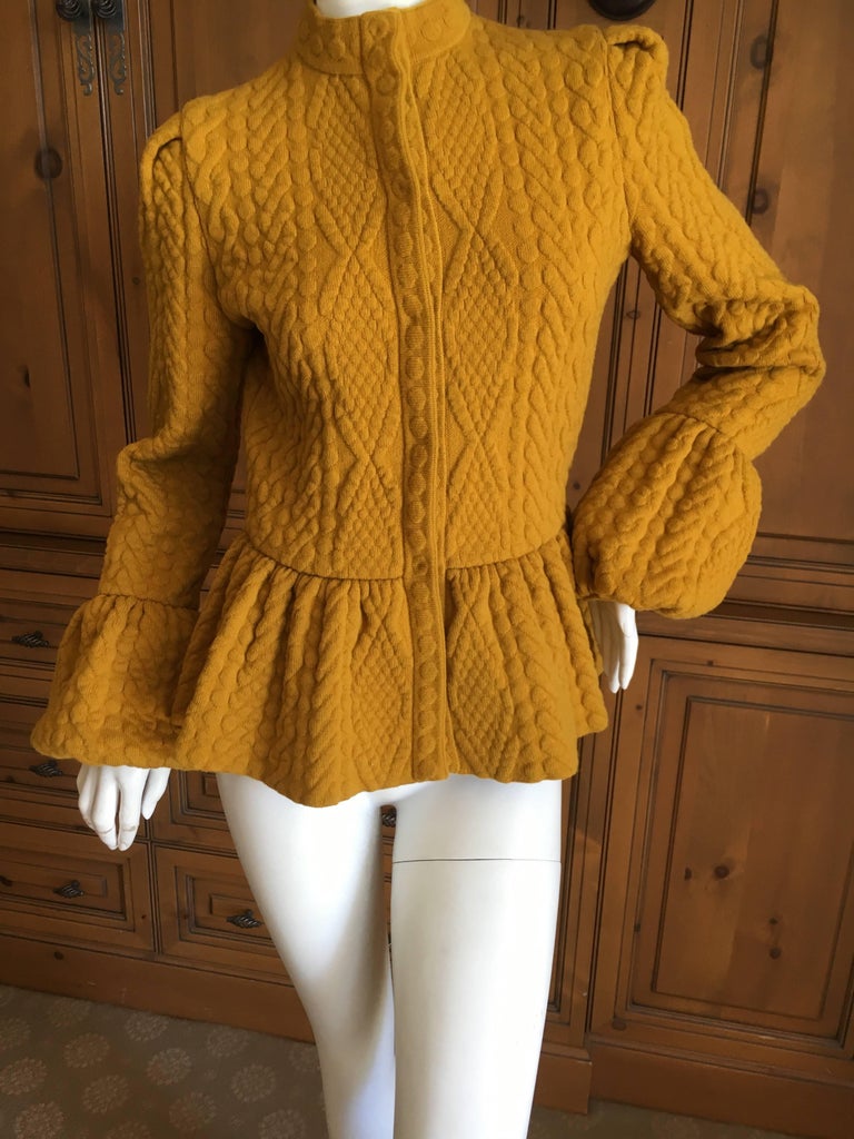 Alexander McQueen Mustard Color Bell Sleeve Cable Knit Sweater Jacket