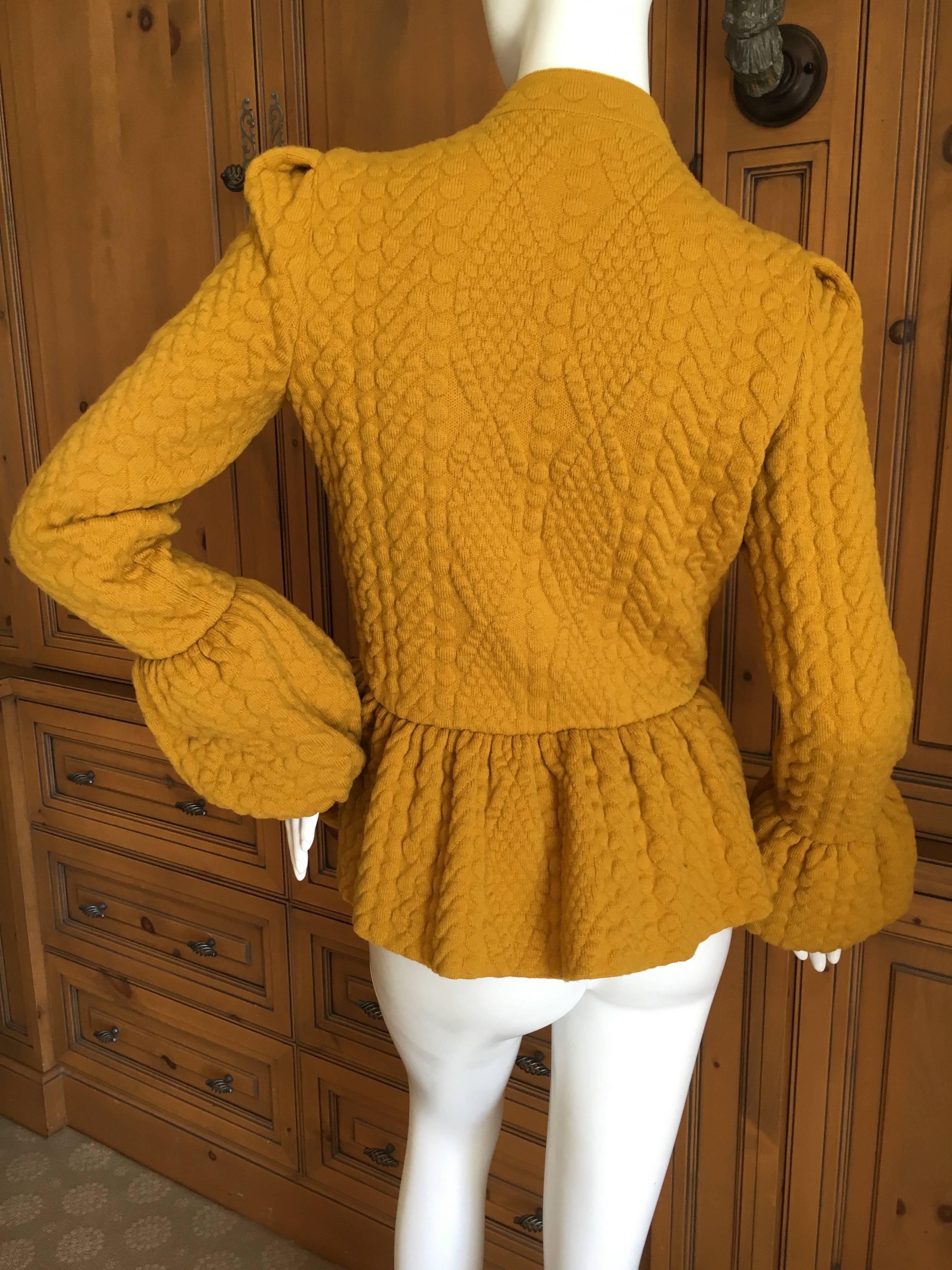 Brown Alexander McQueen Mustard Color Bell Sleeve Cable Knit Sweater Jacket