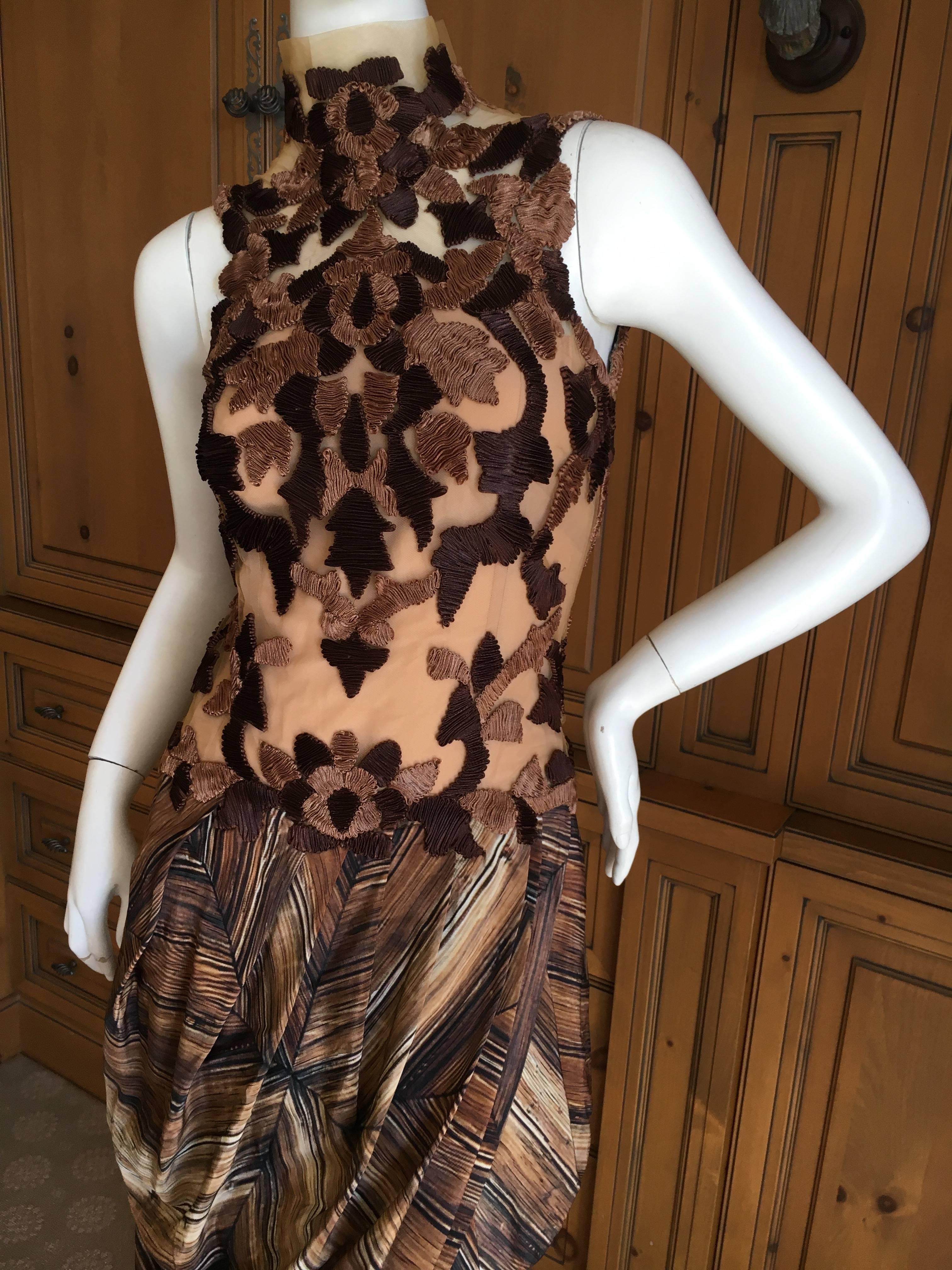 Women's Rodarte Sleeveless Wood Grain Dress with Applique Top Spring 2011 For Sale