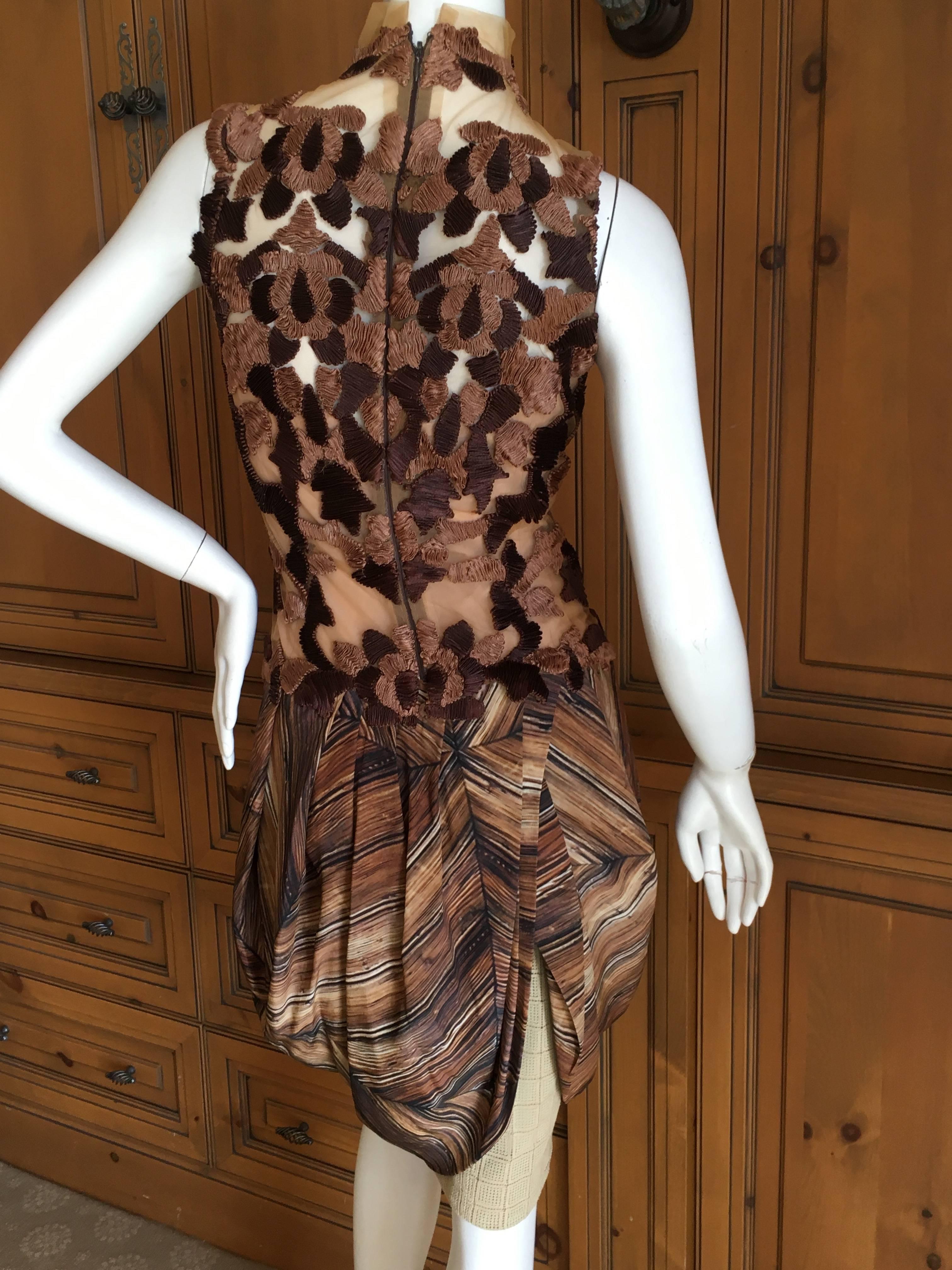 Rodarte Sleeveless Wood Grain Dress with Applique Top Spring 2011 For Sale 1