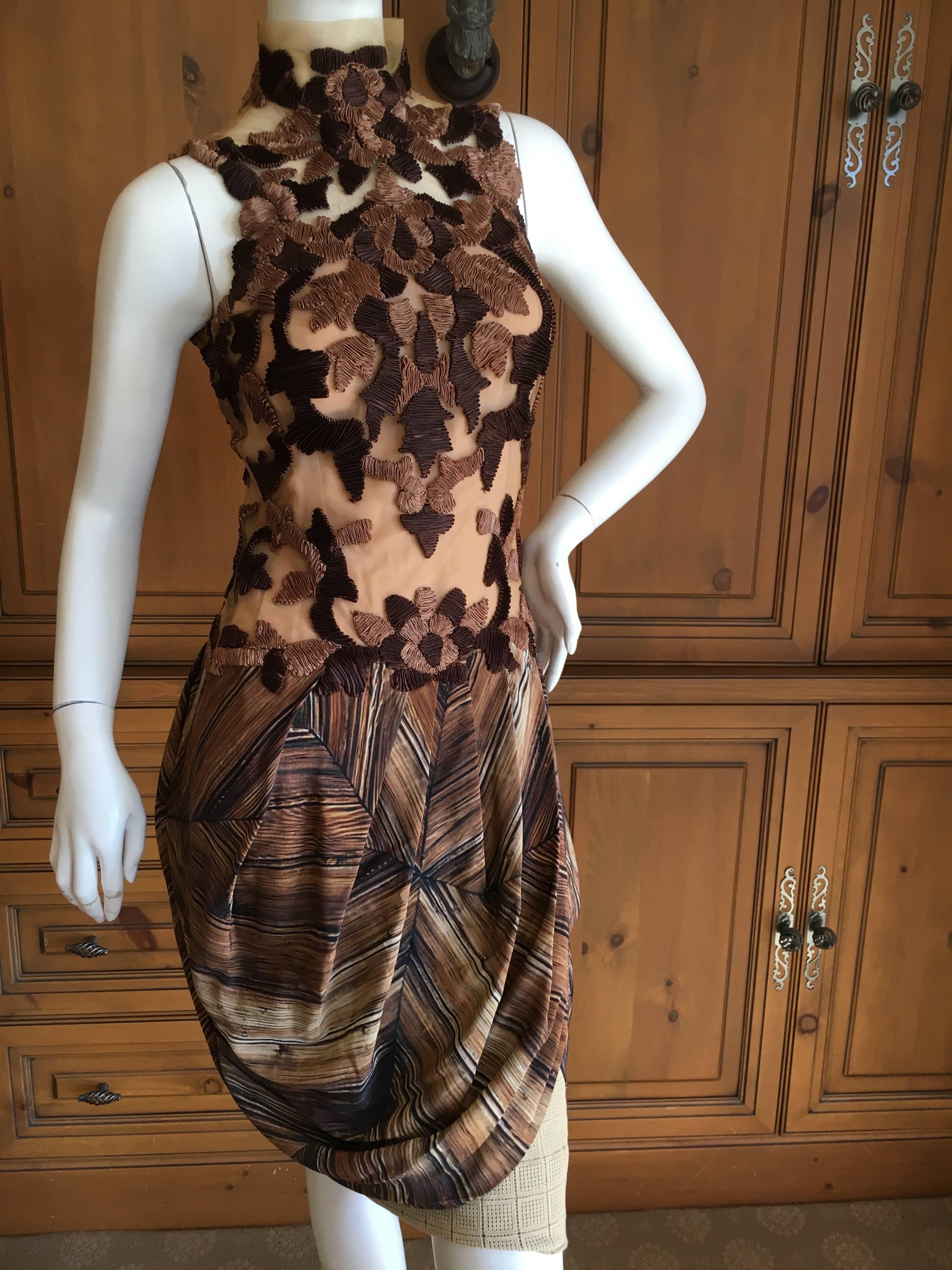 Rodarte Sleeveless Wood Grain Dress with Applique Top Spring 2011 For Sale 4