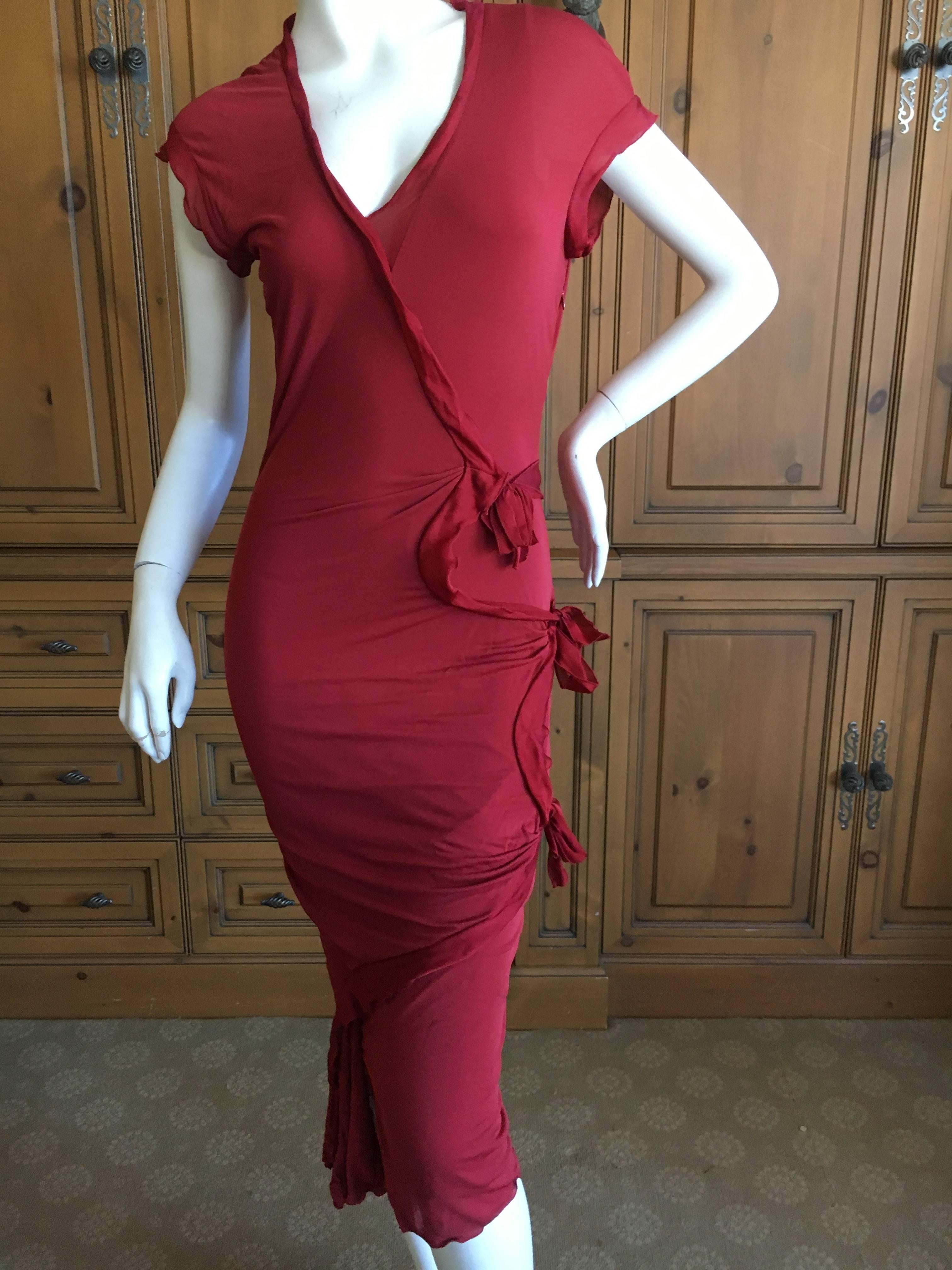 Yves Saint Laurent  by Tom Ford Little Red Dress with Side Bows For Sale 1