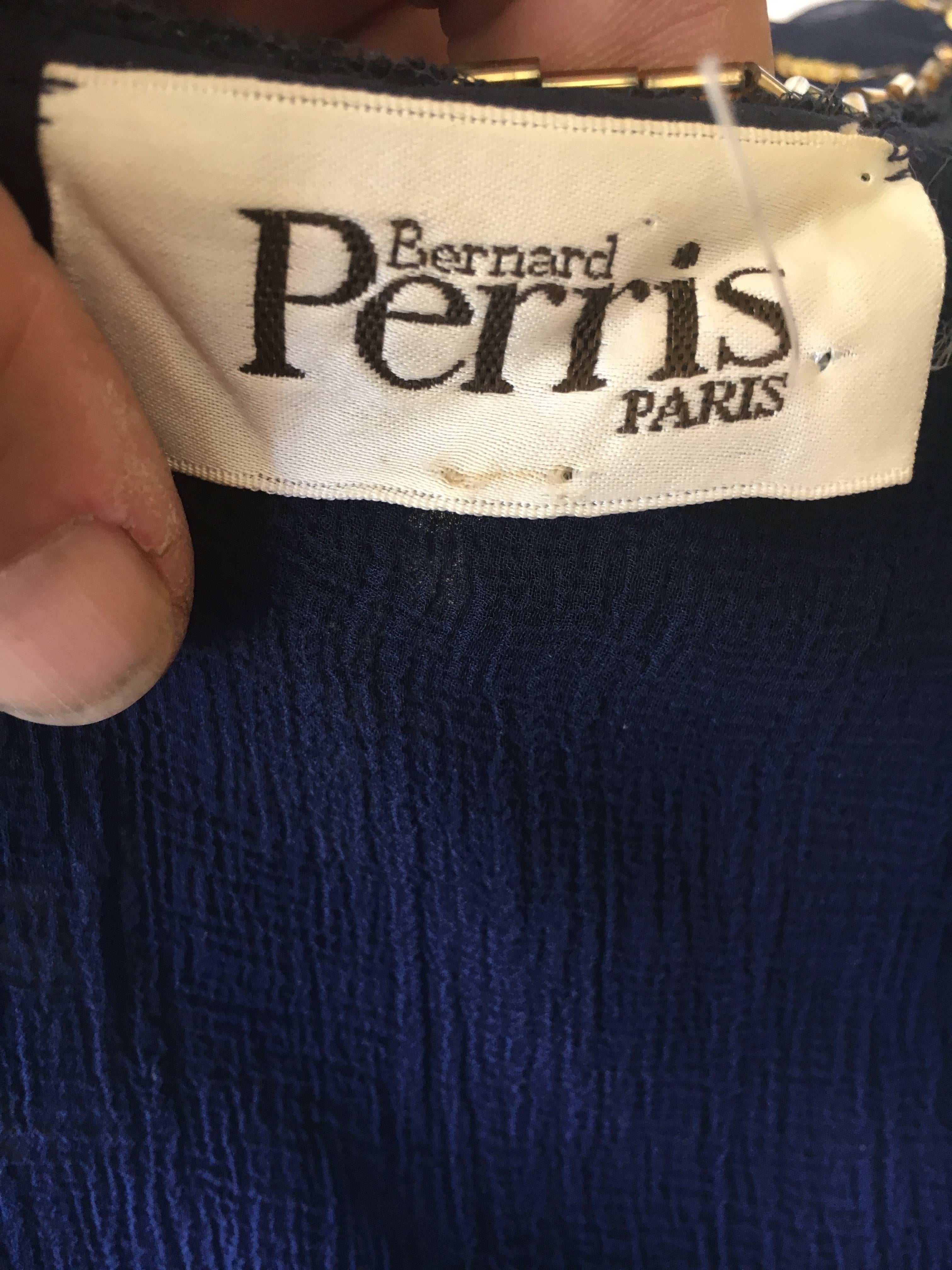 Bernard Perris Paris Dramatic Navy Blue Pleated Cape For Sale 5