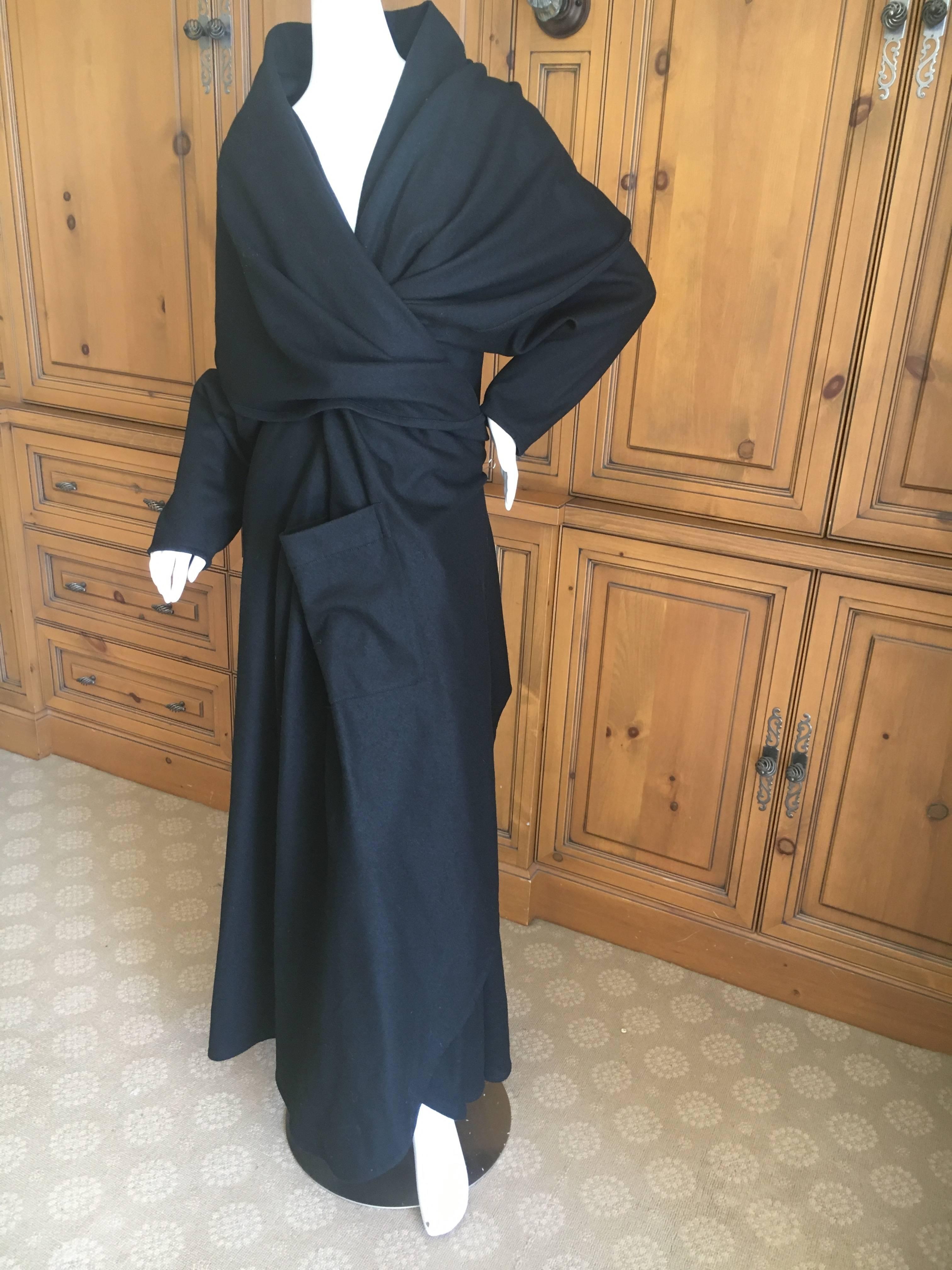 Women's or Men's Issey Miyake for Ultimo 1980's Voluminous Black Coat with Wide Collar / Cape For Sale