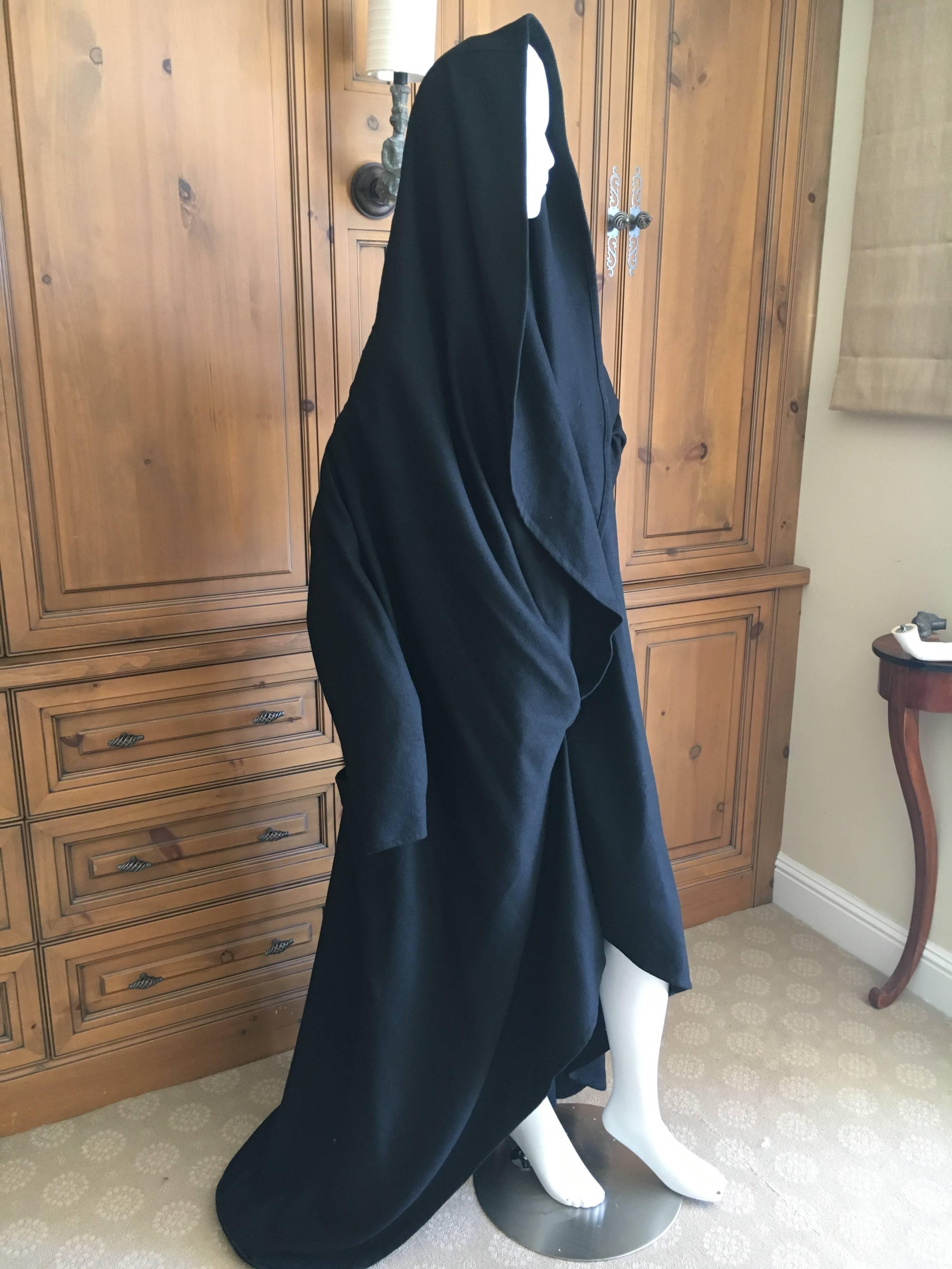 Issey Miyake for Ultimo 1980's Voluminous Black Coat with Wide Collar / Cape For Sale 4