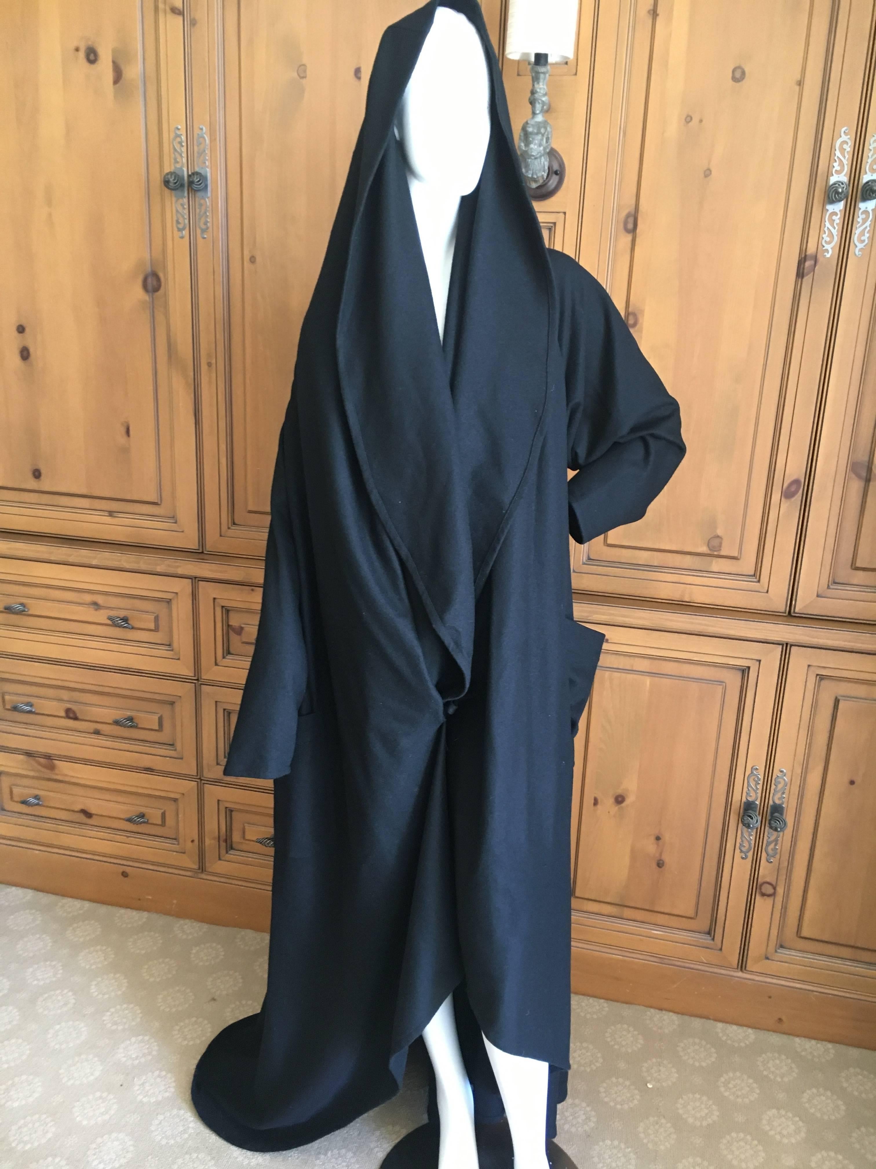 Issey Miyake for Ultimo 1980's Voluminous Black Coat with Wide Collar / Cape For Sale 5