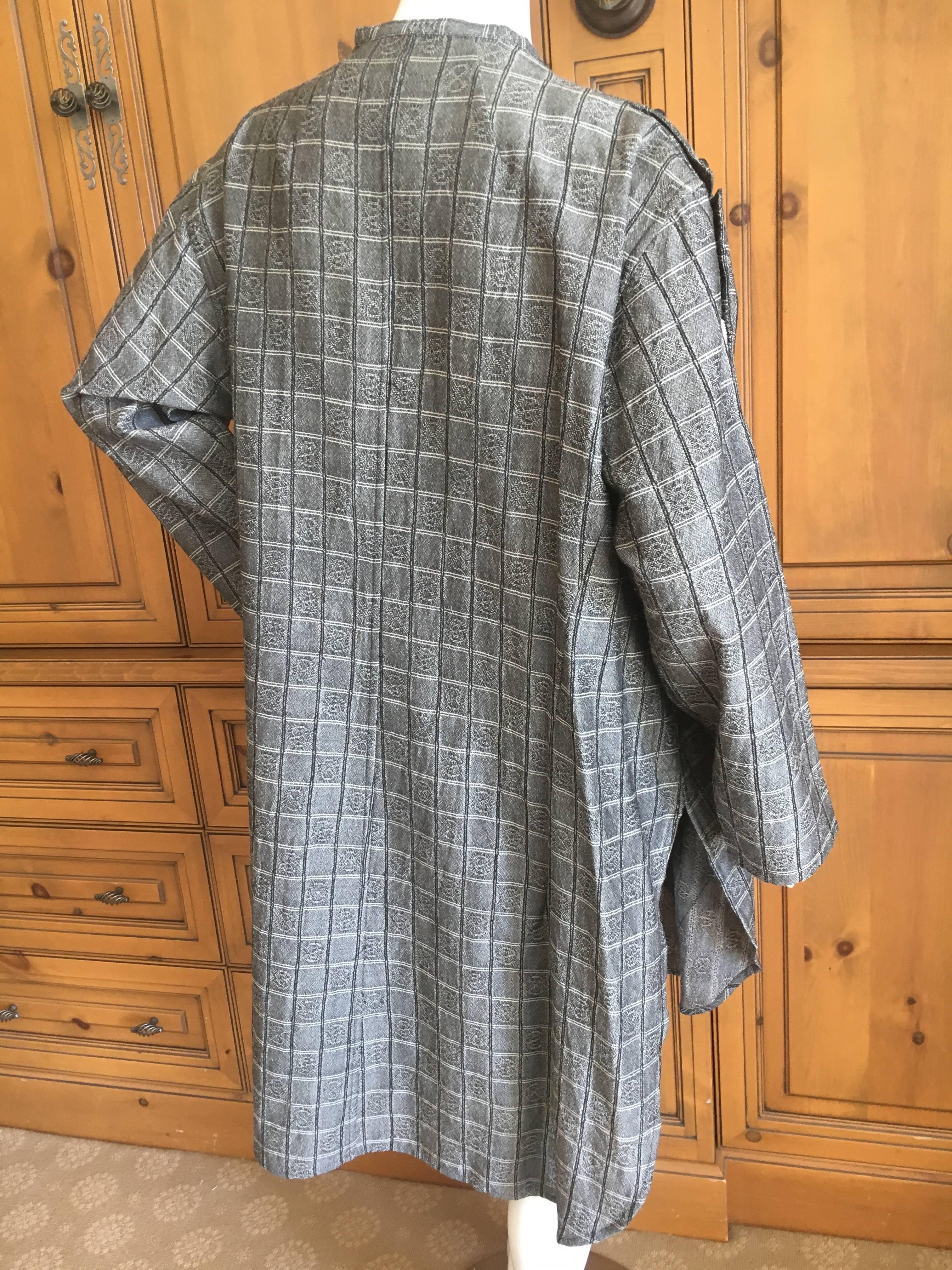 Yohji Yamamoto Vintage Gray Plaid Shirt Dress with Sawtooth Pocket For Sale 1