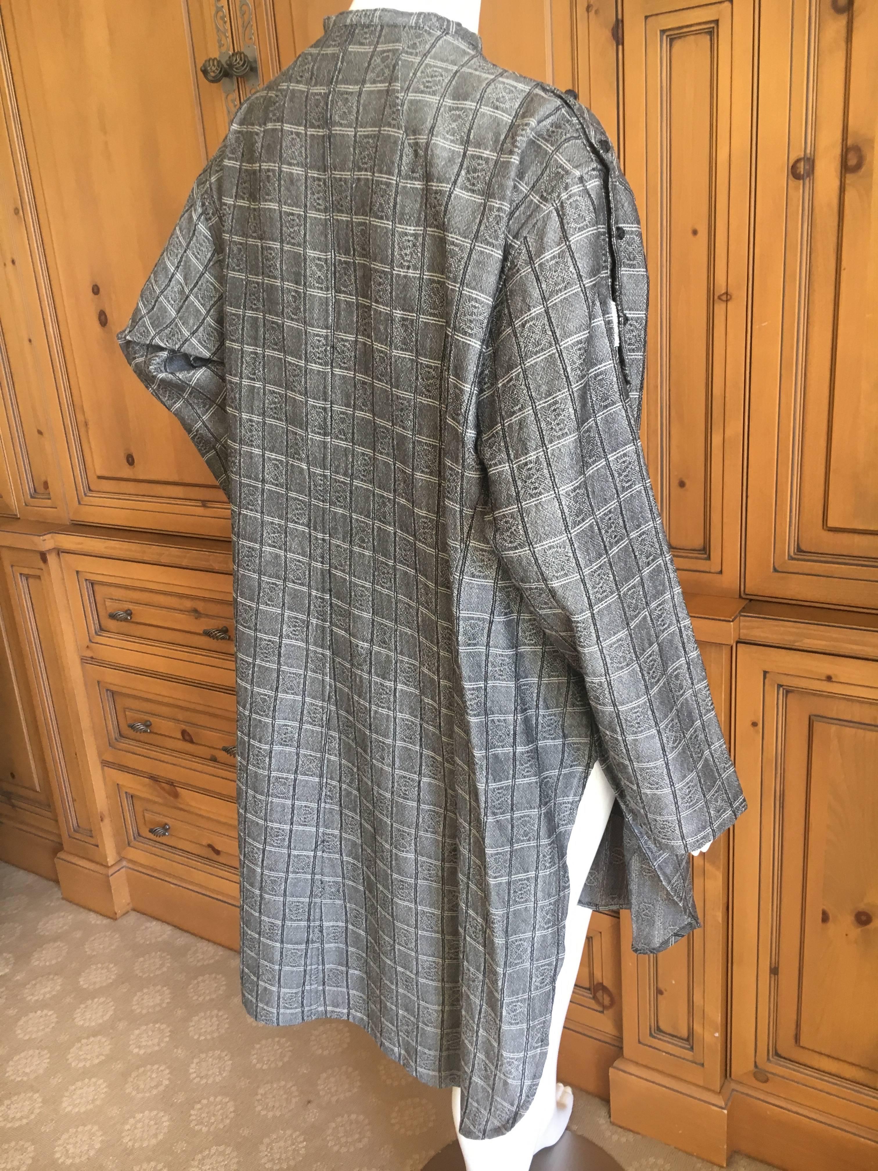 Yohji Yamamoto Vintage Gray Plaid Shirt Dress with Sawtooth Pocket For Sale 3