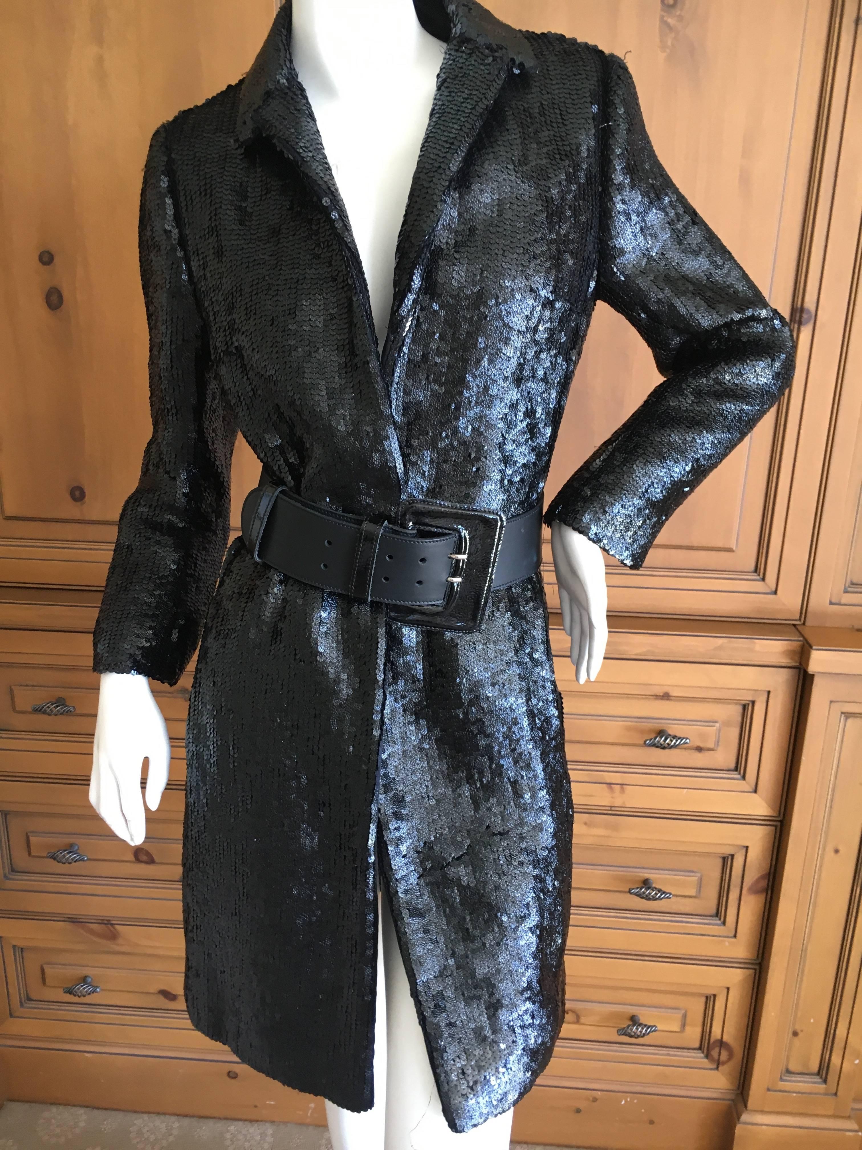 Richard Tyler Couture Vintage Black Sequin Evening Coat In Excellent Condition In Cloverdale, CA