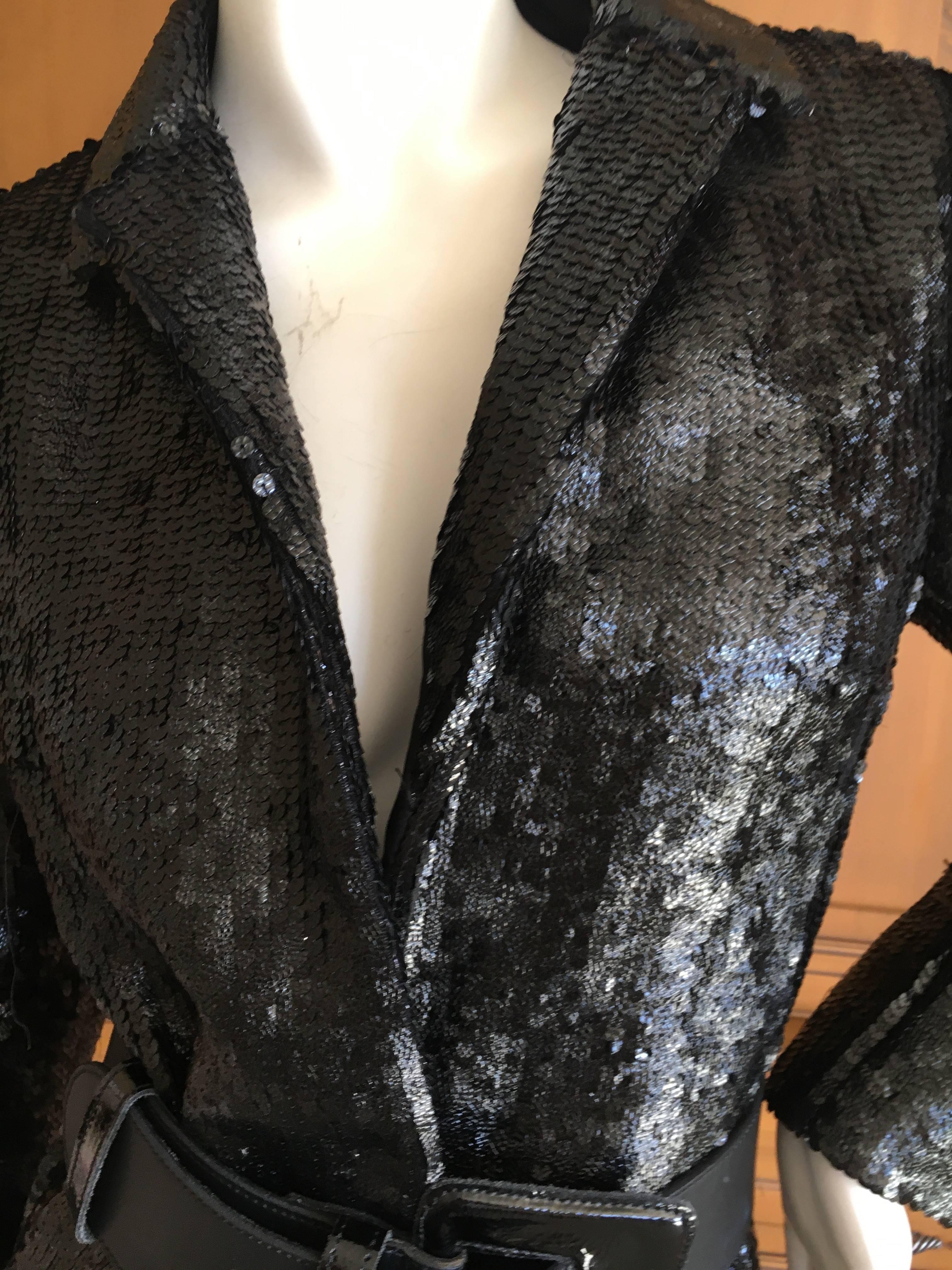 Women's Richard Tyler Couture Vintage Black Sequin Evening Coat
