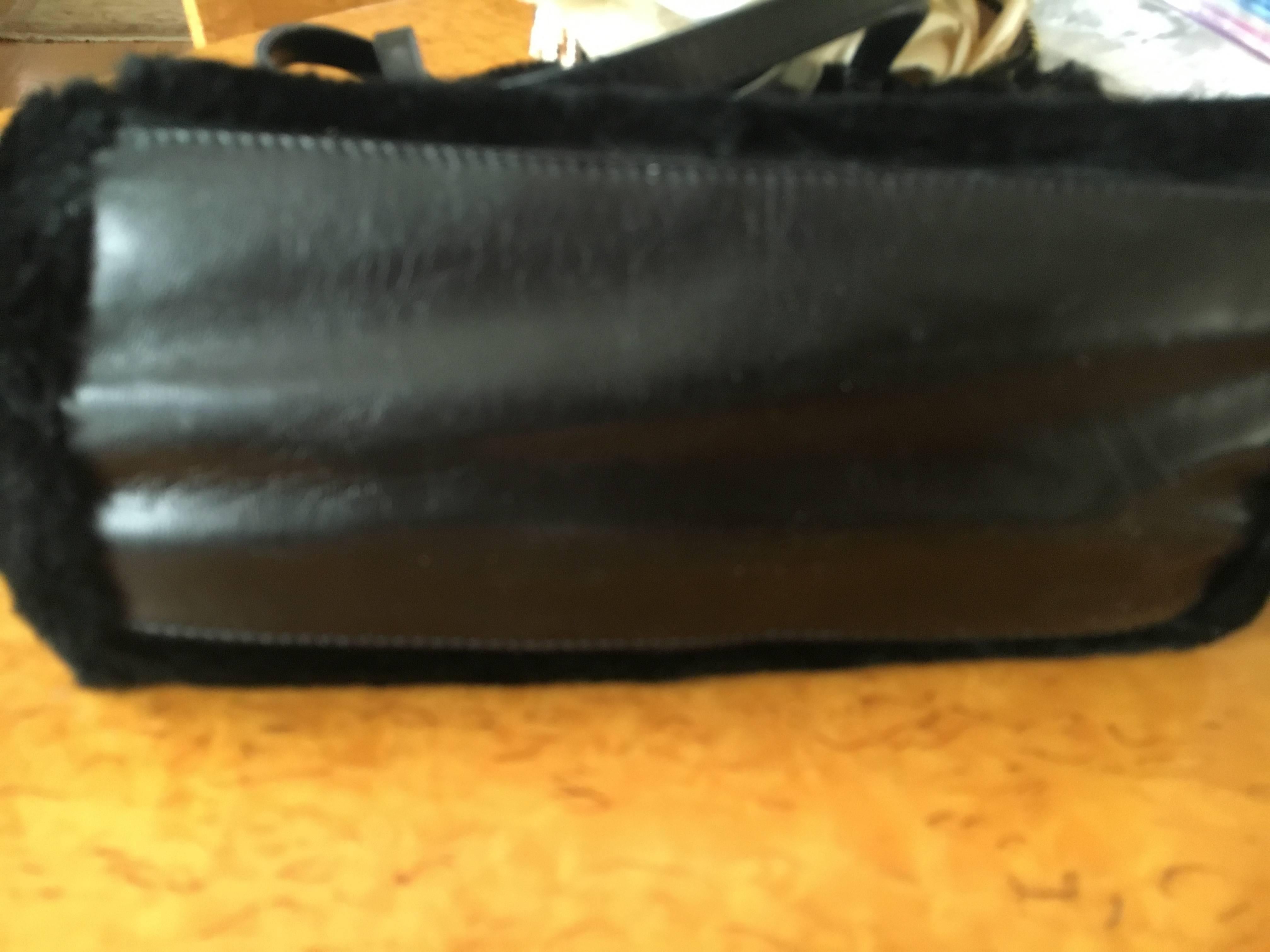 Valentino Garavani Large Sheared Black Mink Embellished Handbag For Sale 2