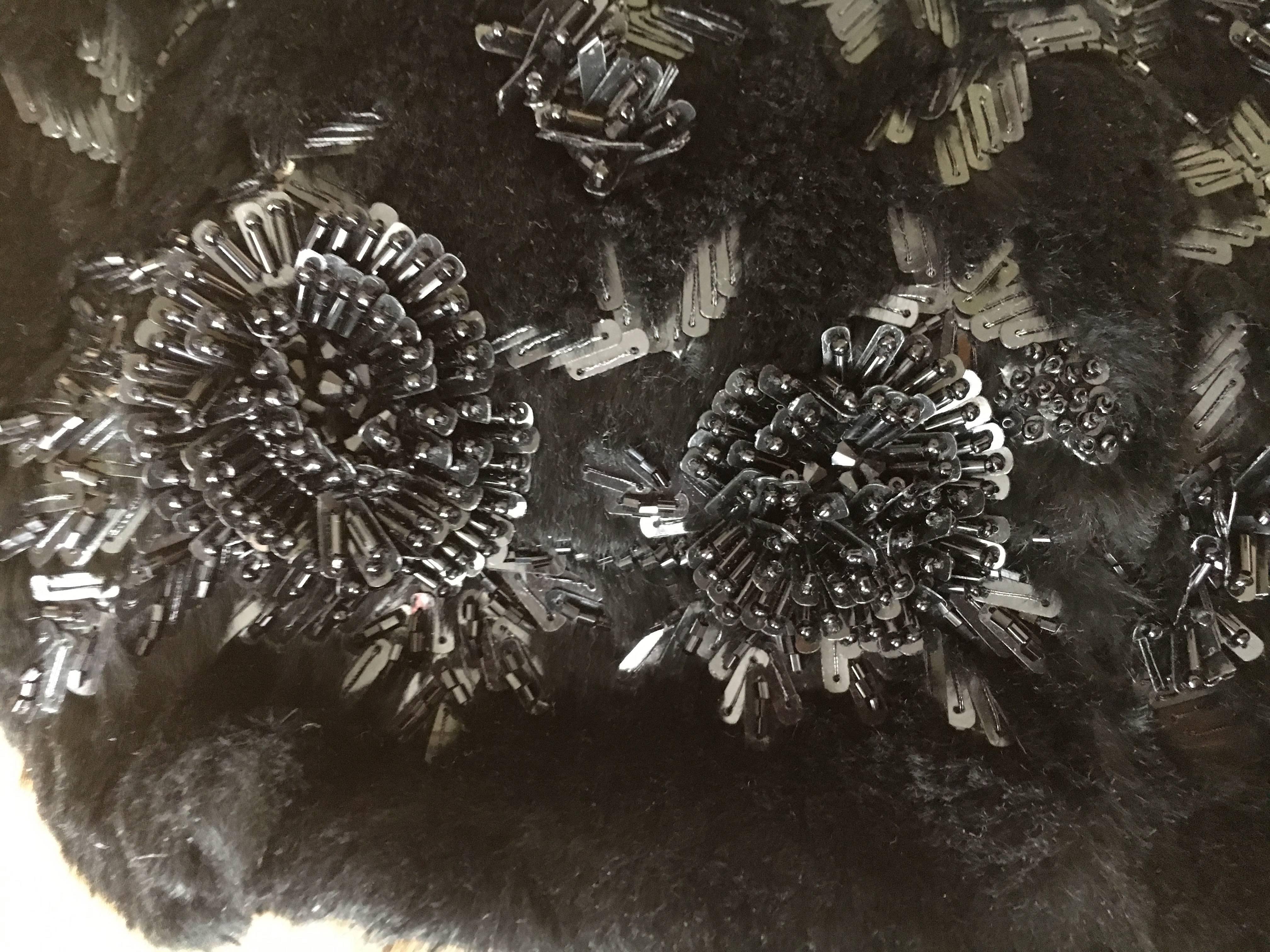 Valentino Garavani Large Sheared Black Mink Embellished Handbag For Sale 3