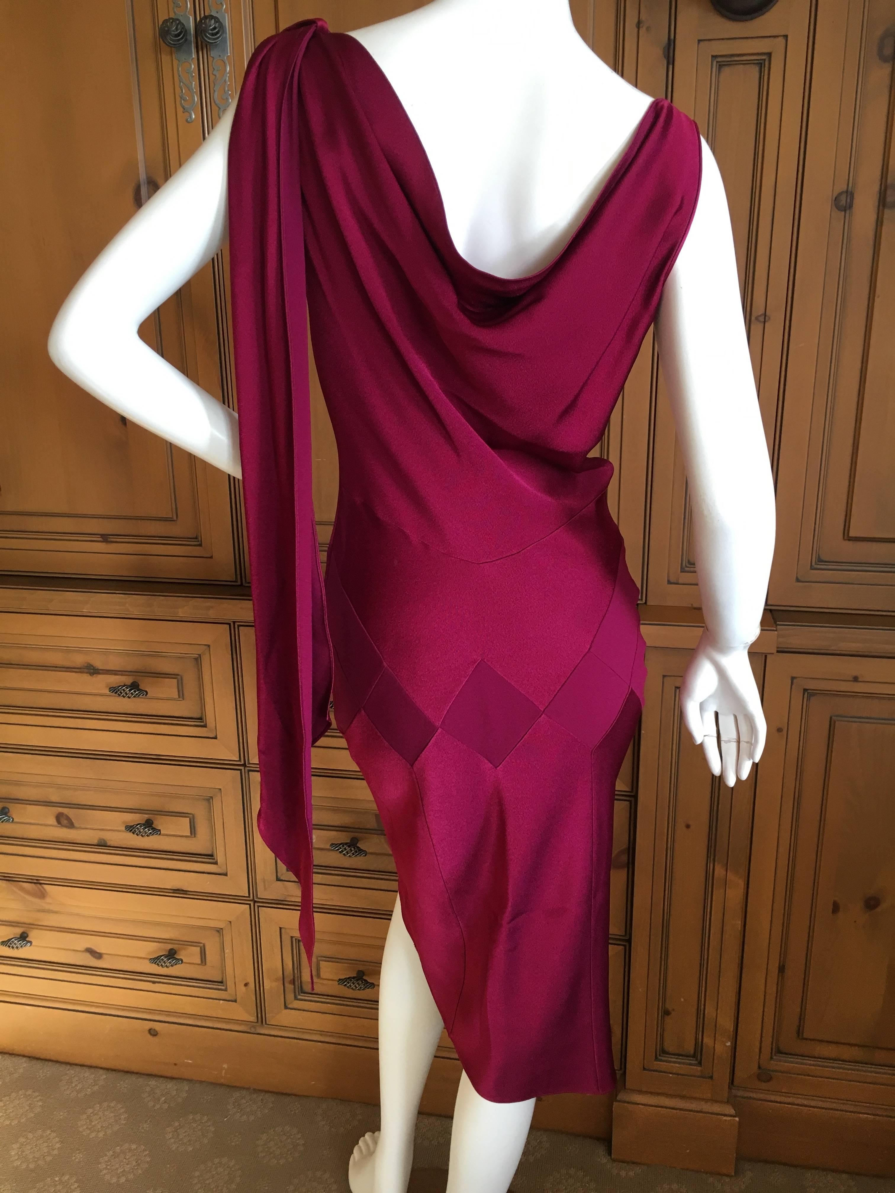 John Galliano Vintage Red Bias Cut Dress with Attached Scarf Late 90's  In Excellent Condition For Sale In Cloverdale, CA