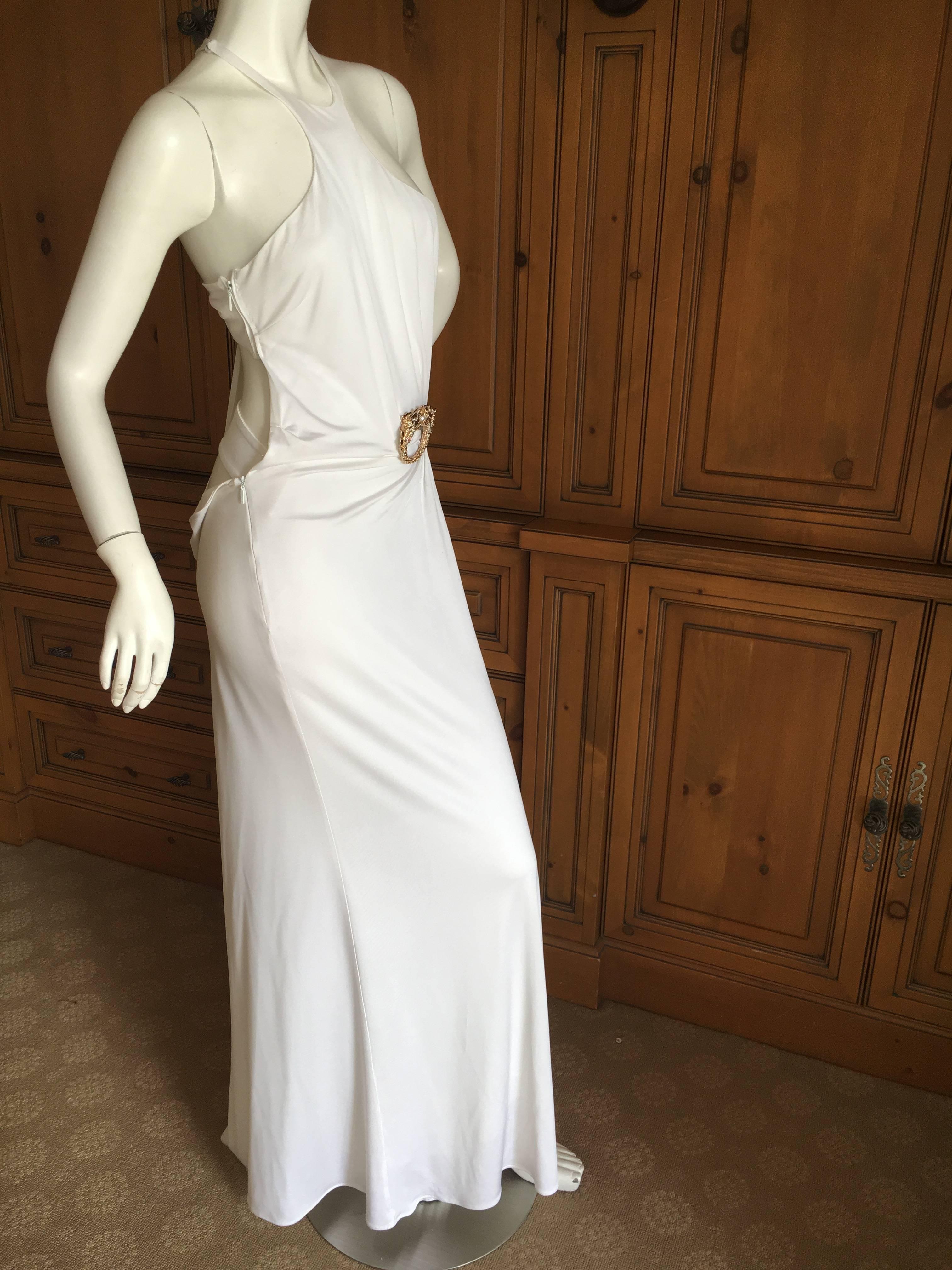 Gucci by Tom Ford 2004  Ad Campaign White Halter Dress with Jewel Dragon In Excellent Condition In Cloverdale, CA