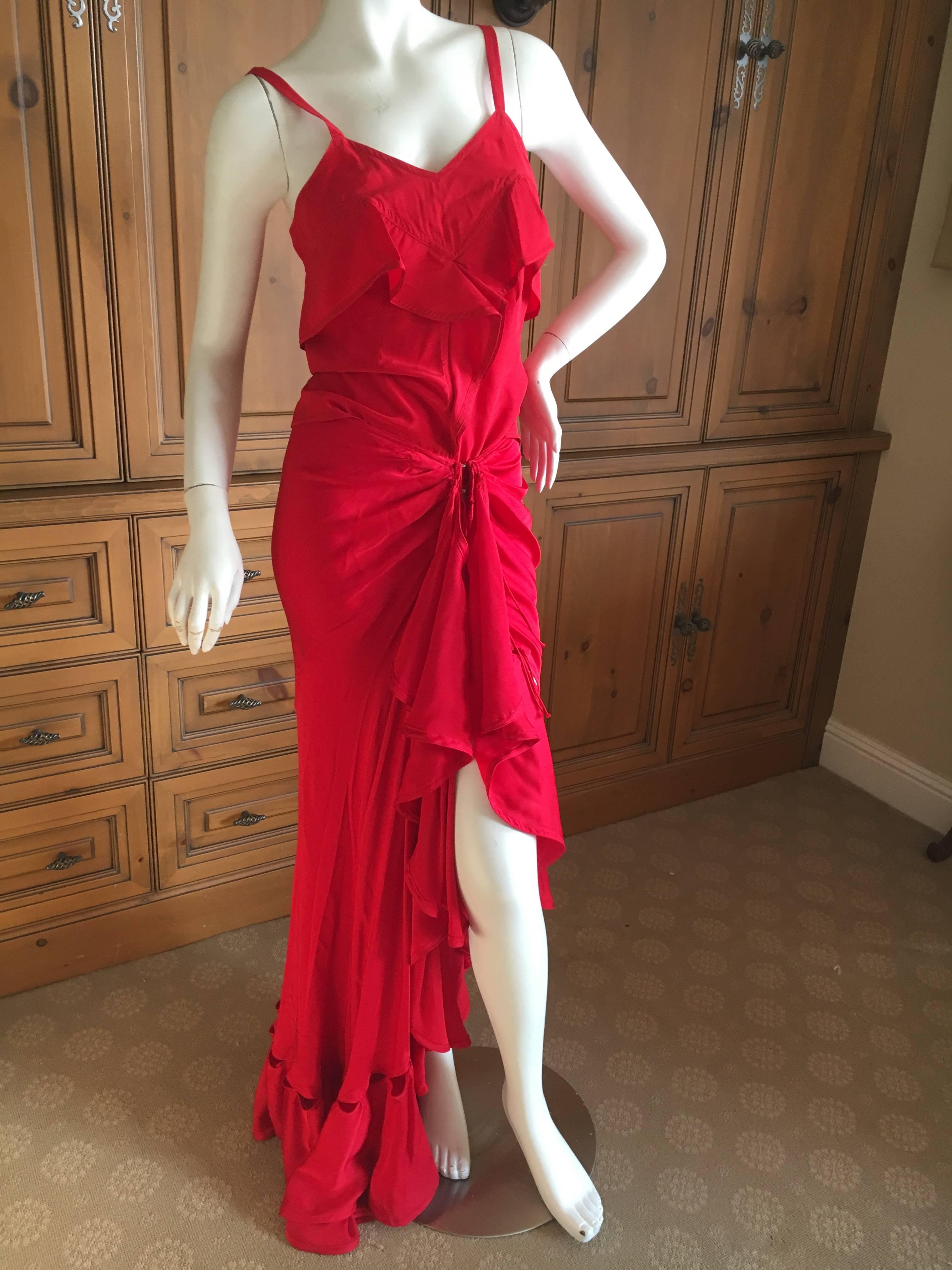 Yves Saint Laurent by Tom Ford Fall 2003 Red Two Piece Evening Dress In Excellent Condition In Cloverdale, CA