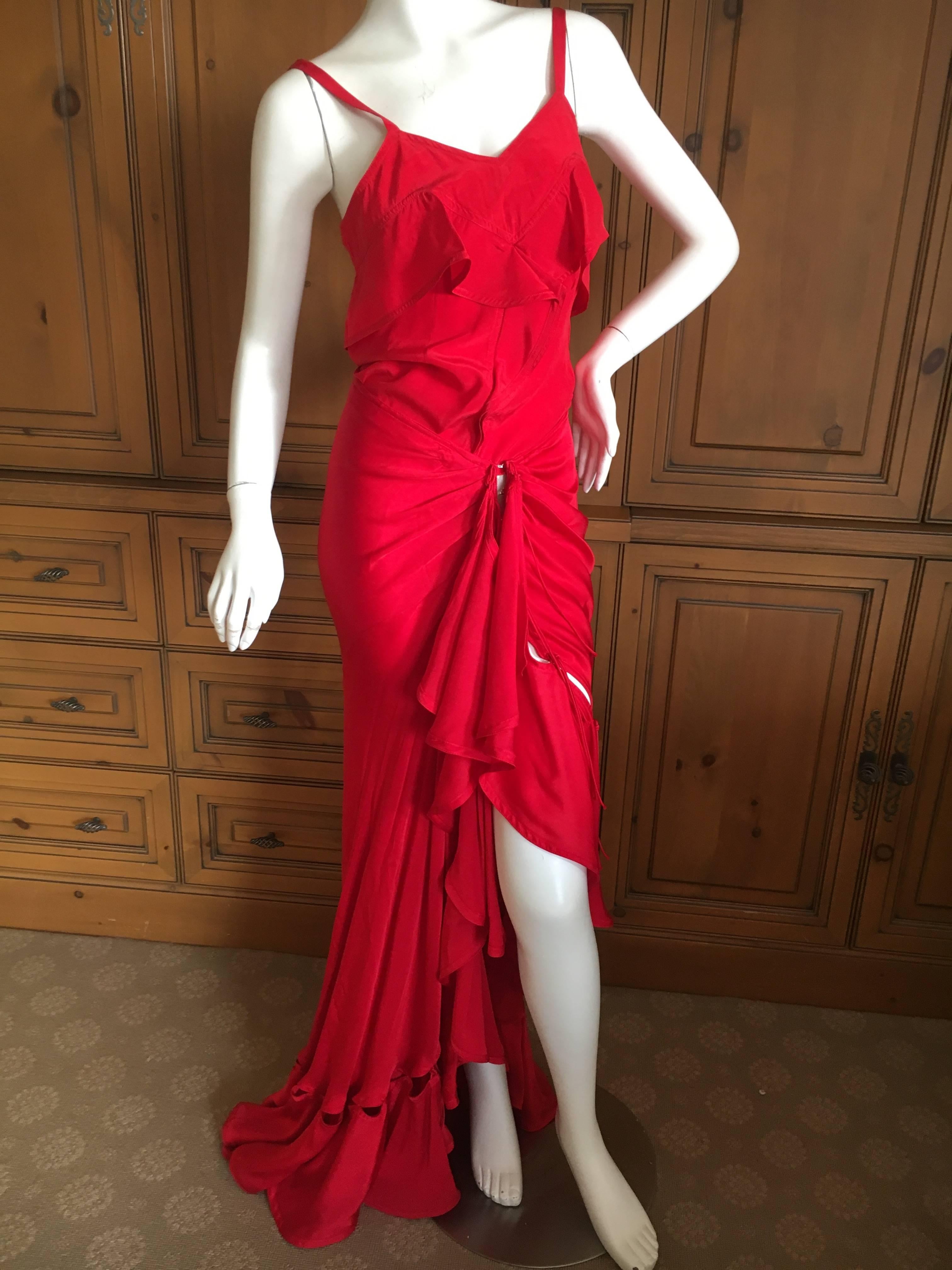 Yves Saint Laurent by Tom Ford Fall 2003 Red Two Piece Evening Dress 1