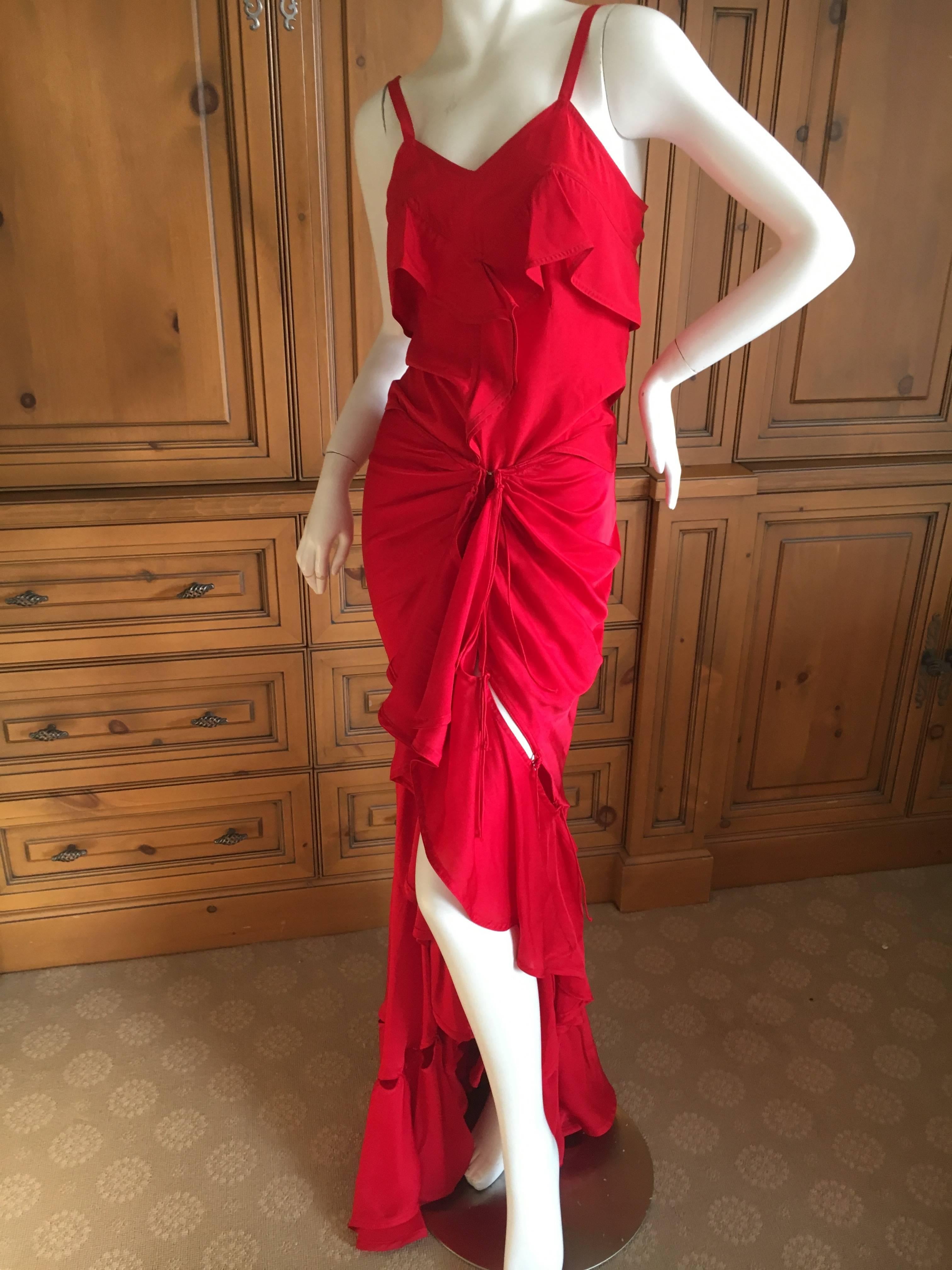 Yves Saint Laurent by Tom Ford Fall 2003 Red Two Piece Evening Dress 2