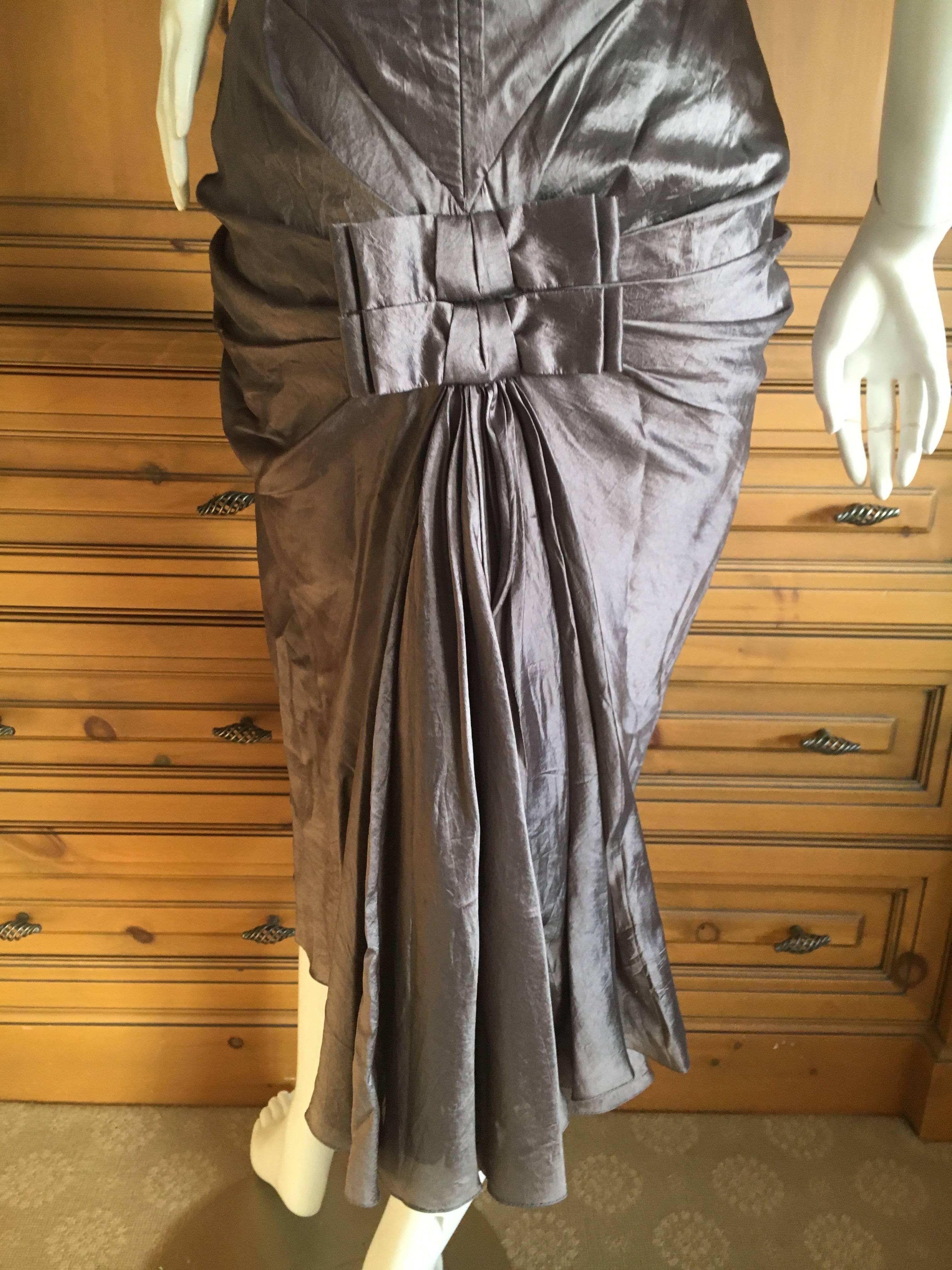 Christian Dior by John Galliano 2006 Silver Gray Dupioni Silk 1940's Style Dress In Excellent Condition For Sale In Cloverdale, CA