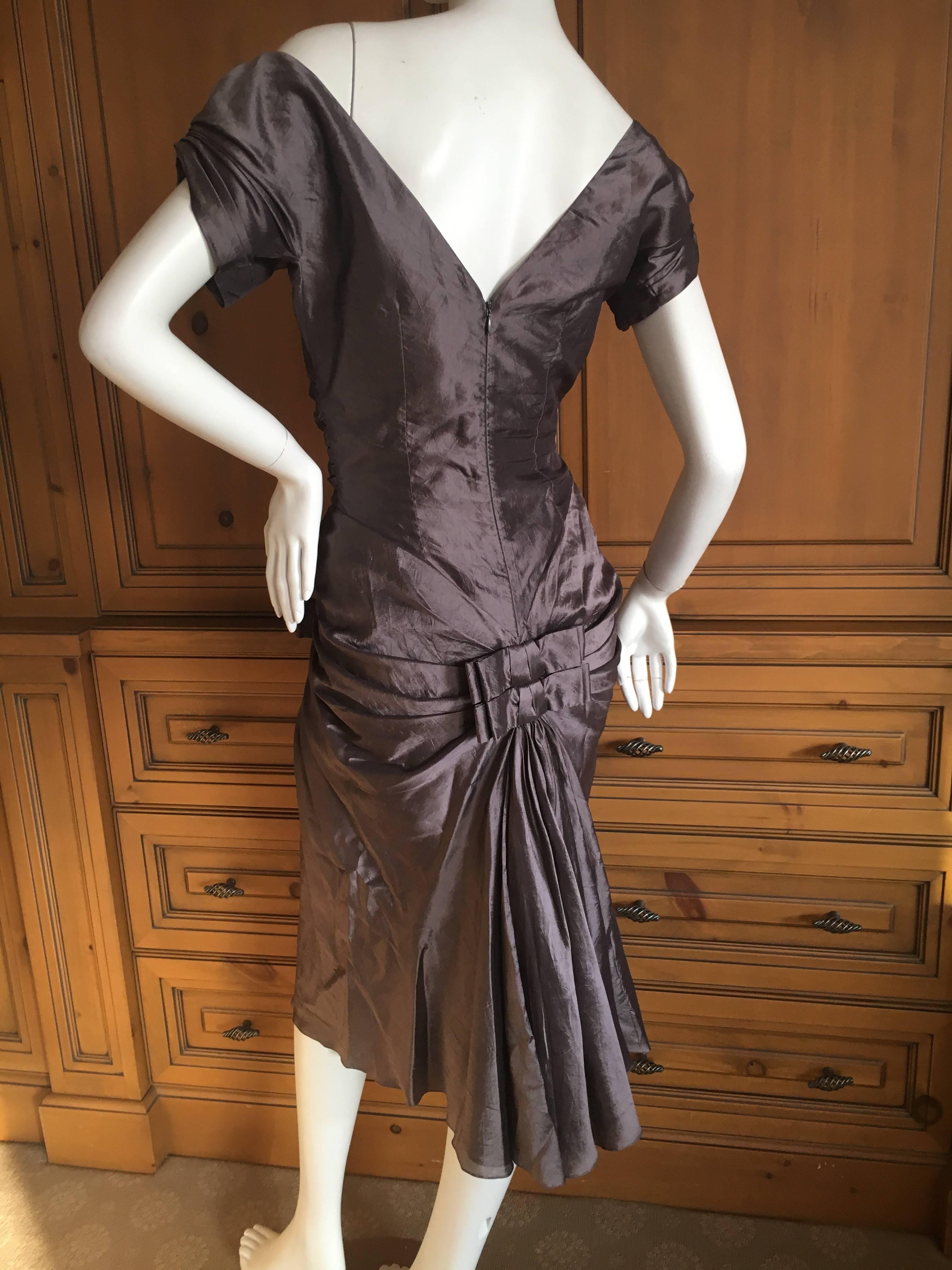 Women's Christian Dior by John Galliano 2006 Silver Gray Dupioni Silk 1940's Style Dress For Sale