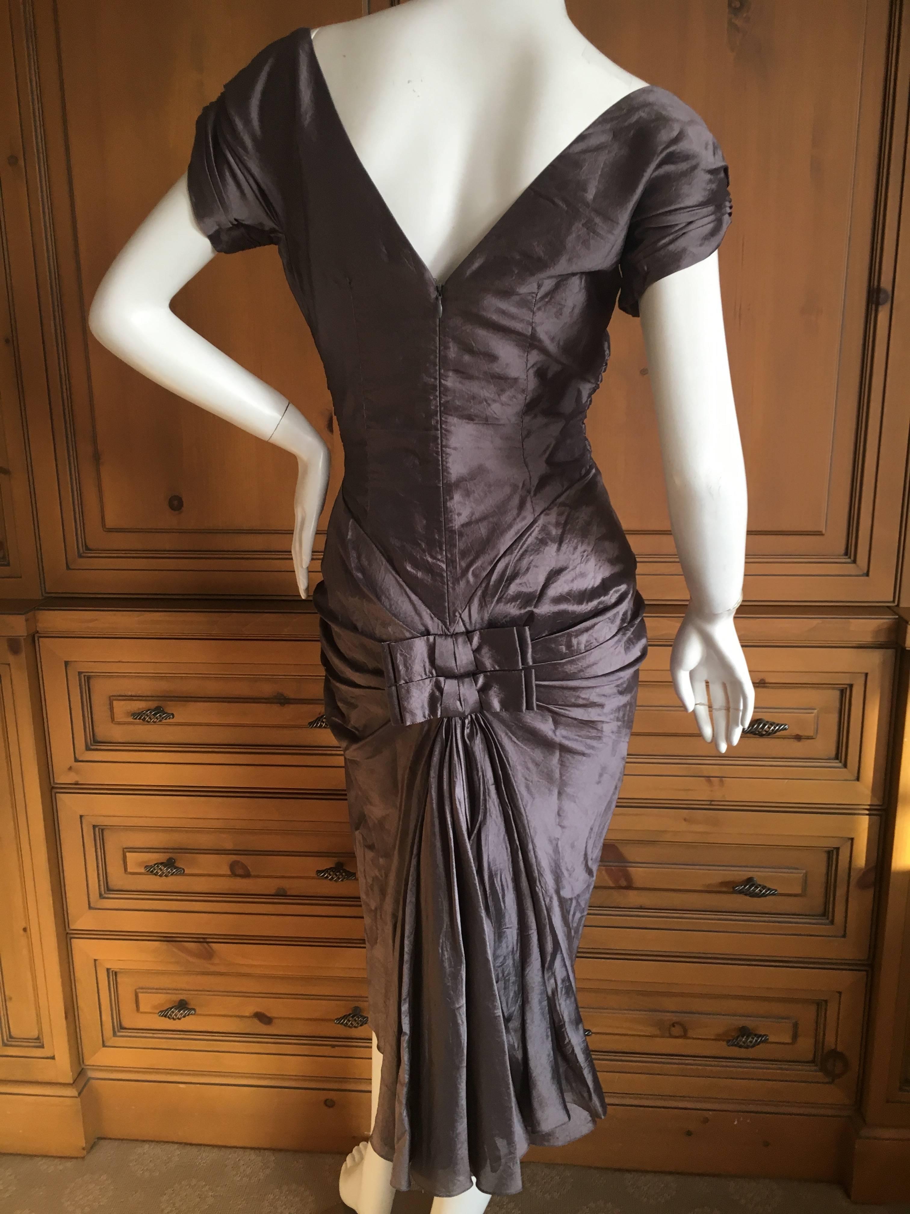 Christian Dior by John Galliano 2006 Silver Gray Dupioni Silk 1940's Style Dress For Sale 1