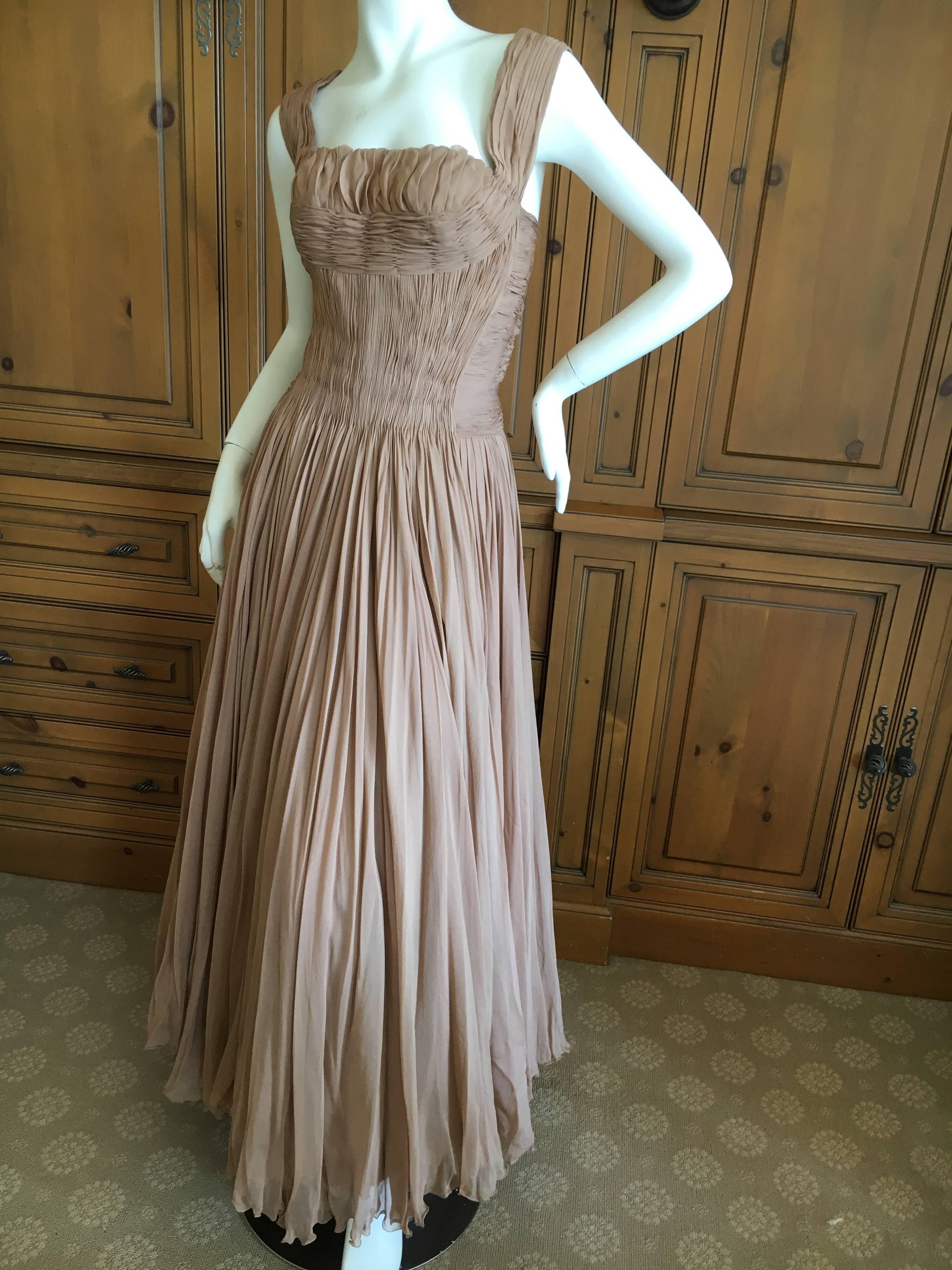 Carven Paris Haute Couture 1949 Pin Tuck Pleated Evening Dress For Sale 1