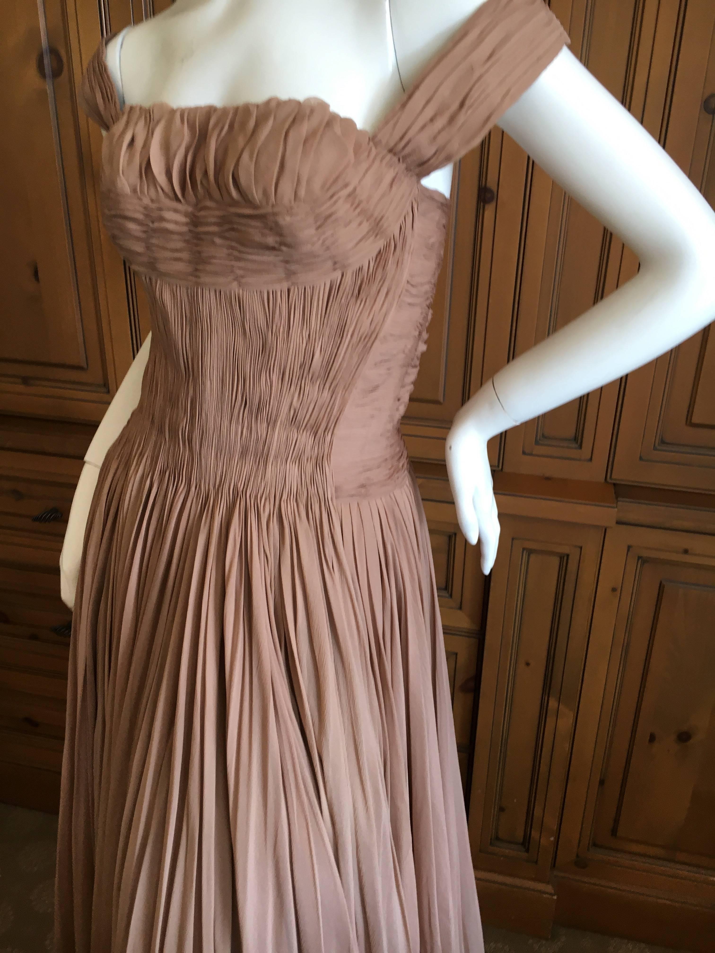 Carven Paris Haute Couture 1949 Pin Tuck Pleated Evening Dress For Sale 2