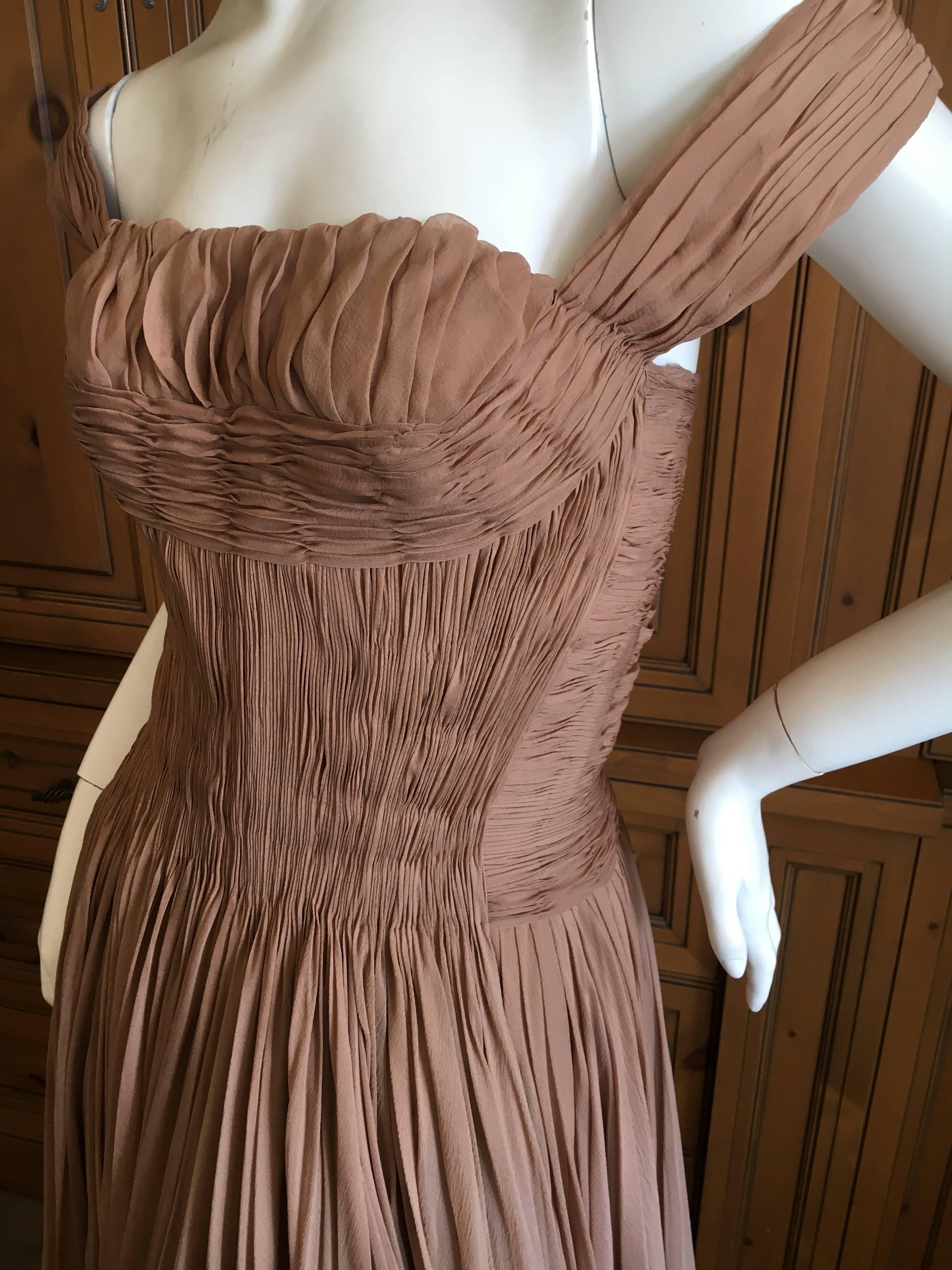Carven Paris Haute Couture 1949 Pin Tuck Pleated Evening Dress For Sale 4