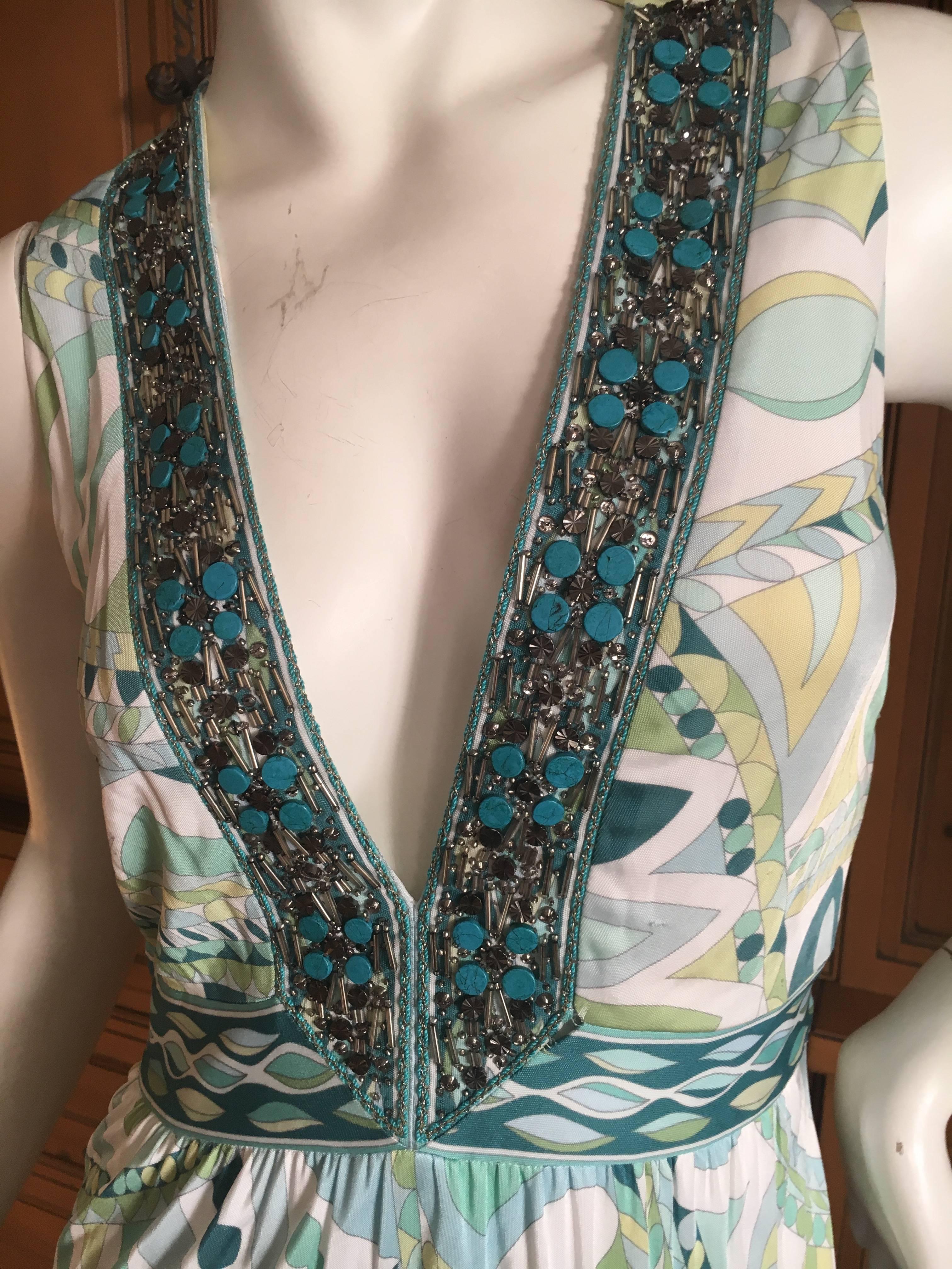 Gray Emilio Pucci Bead Embellished Maxi Dress New with Tags