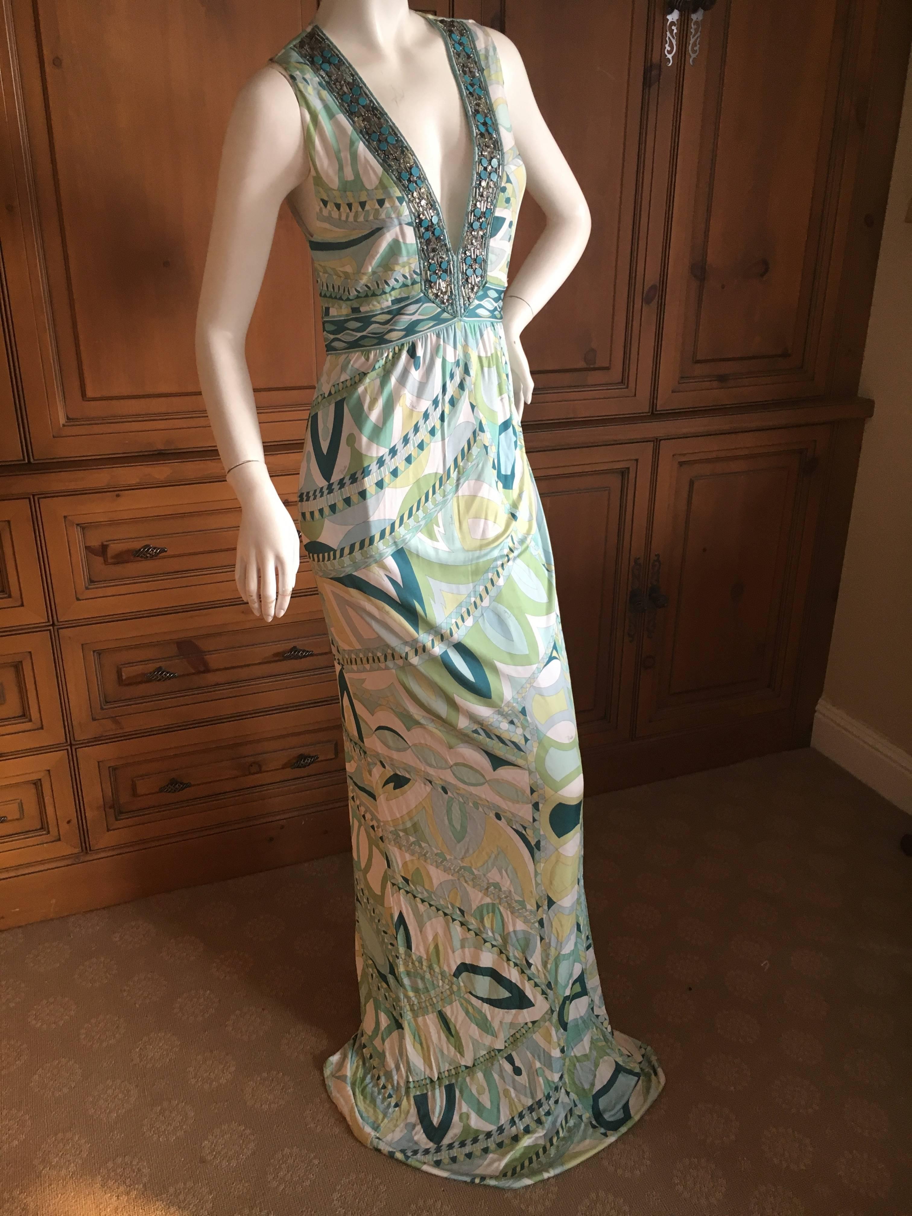 Women's Emilio Pucci Bead Embellished Maxi Dress New with Tags