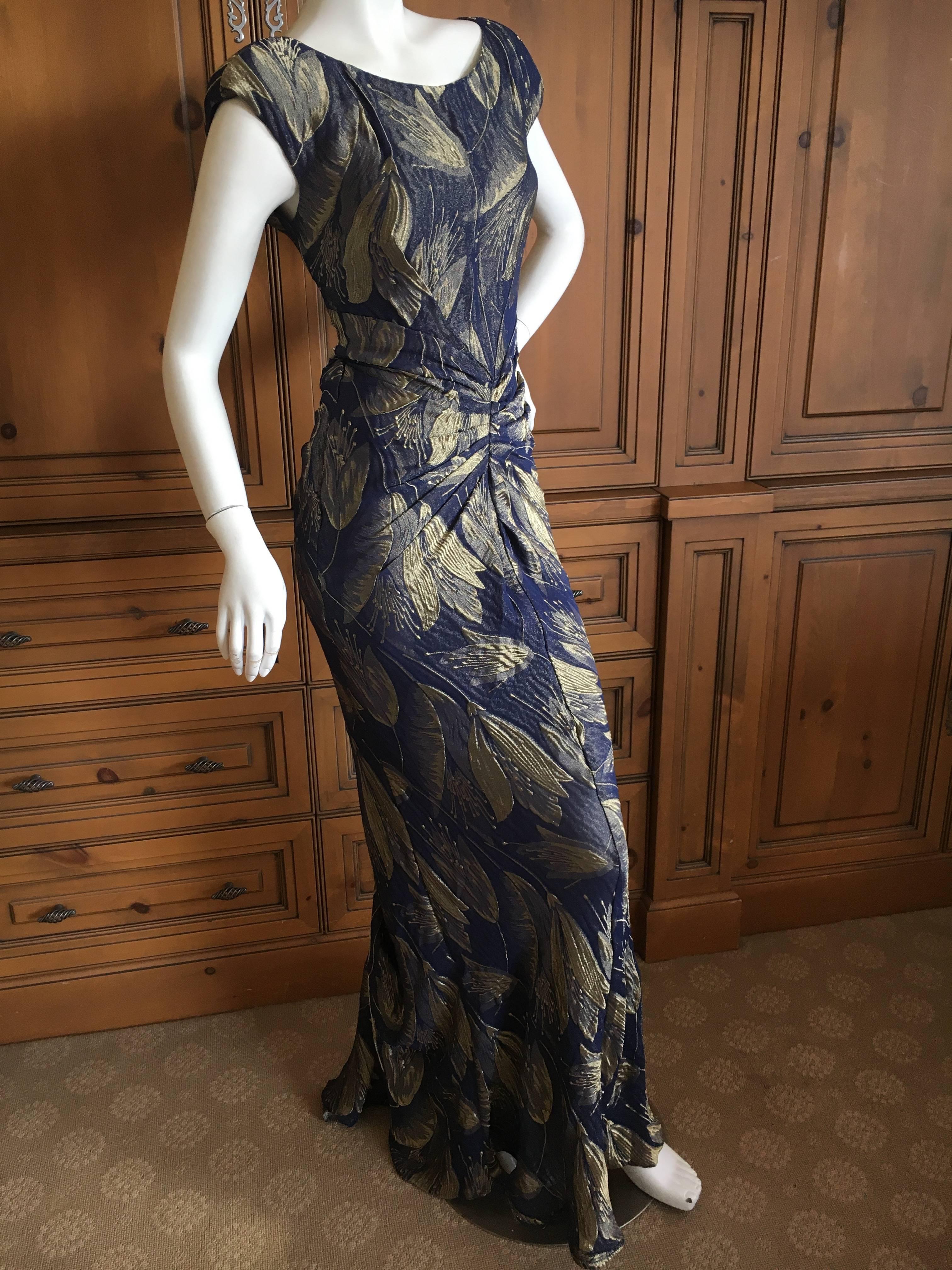 Christian Dior by Galliano Vintage Golden Jacquard Tulip Print Evening Dress  In Excellent Condition In Cloverdale, CA