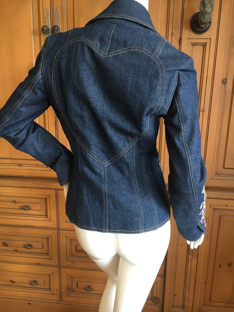 Christian Dior by John Galliano Vintage Floral Embellished Denim Bar