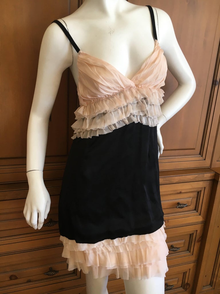 D&G Dolce and Gabbana Ruffle Black and Blush Mini Dress New with Tags ...