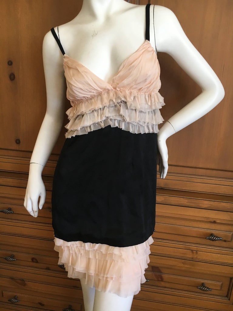 D&G Dolce and Gabbana Ruffle Black and Blush Mini Dress New with Tags ...